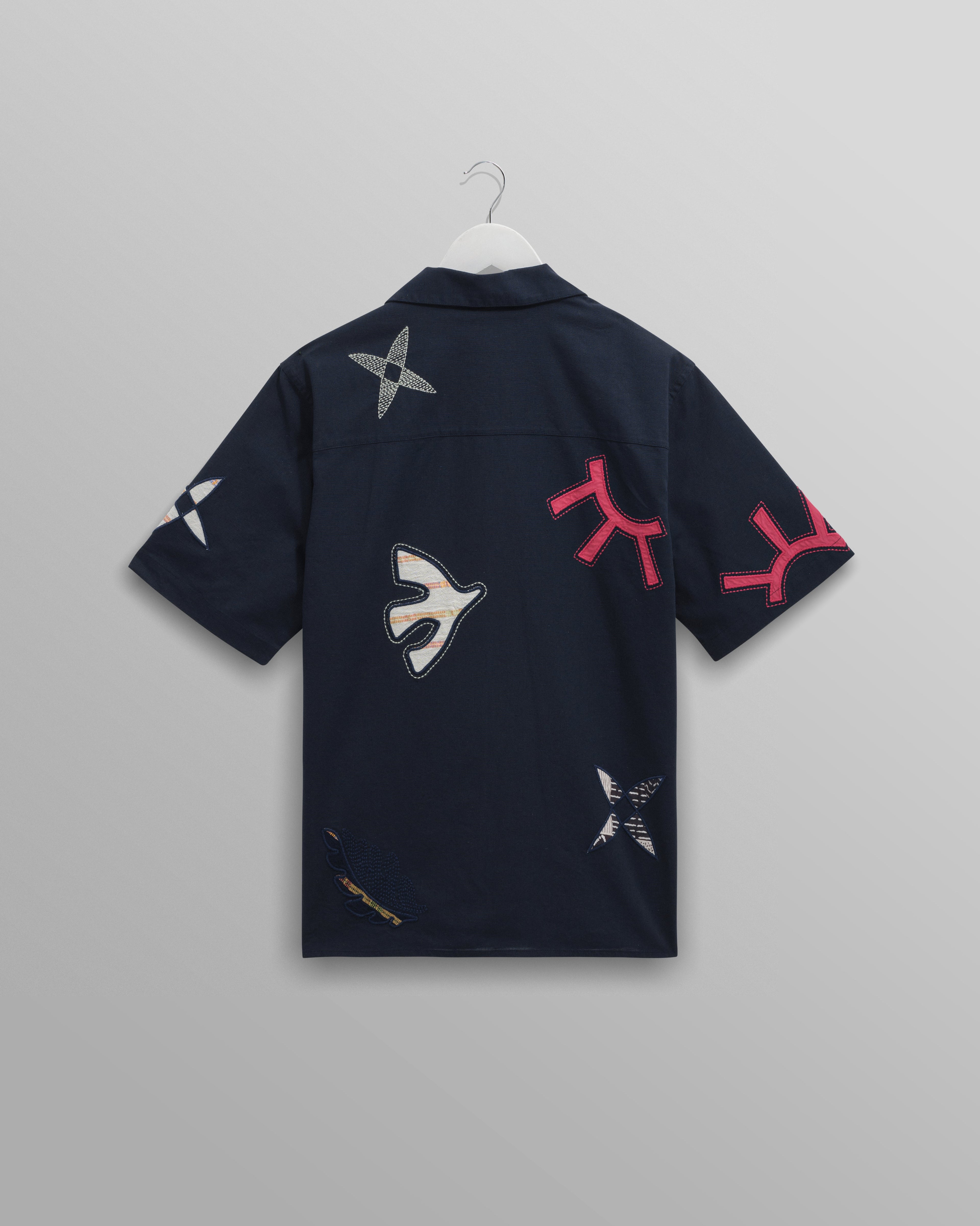 Didcot - Navy Doodle Applique Short-Sleeve Shirt