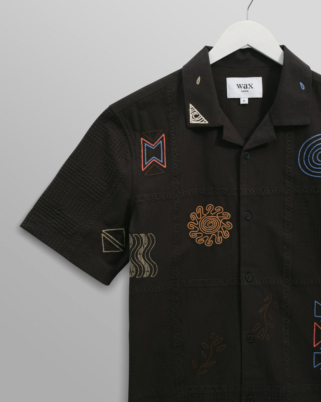 Didcot - Navy Doodle Embroidered Short-Sleeve Shirt