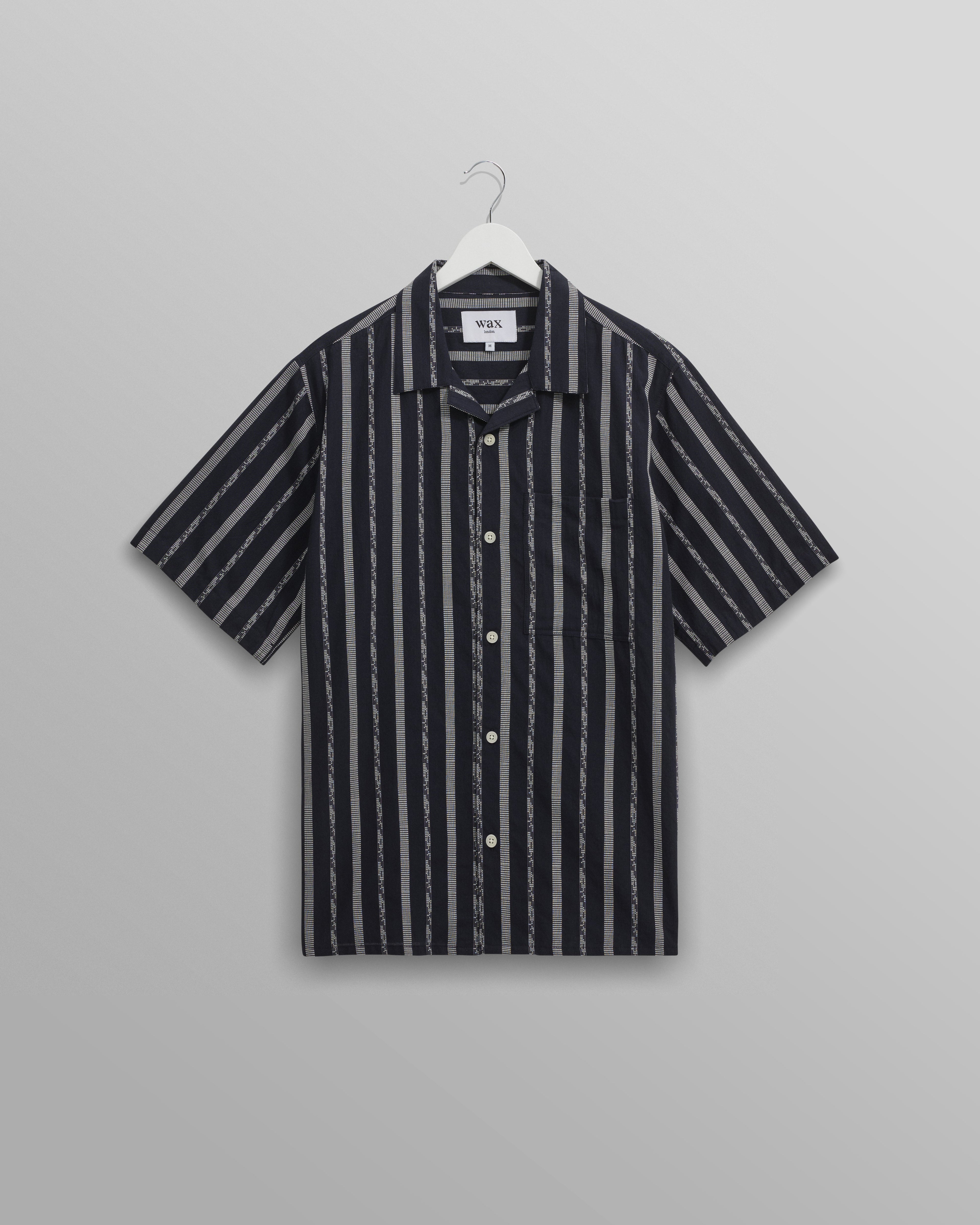 Didcot - Navy Fleck Stripe Short-Sleeve Shirt