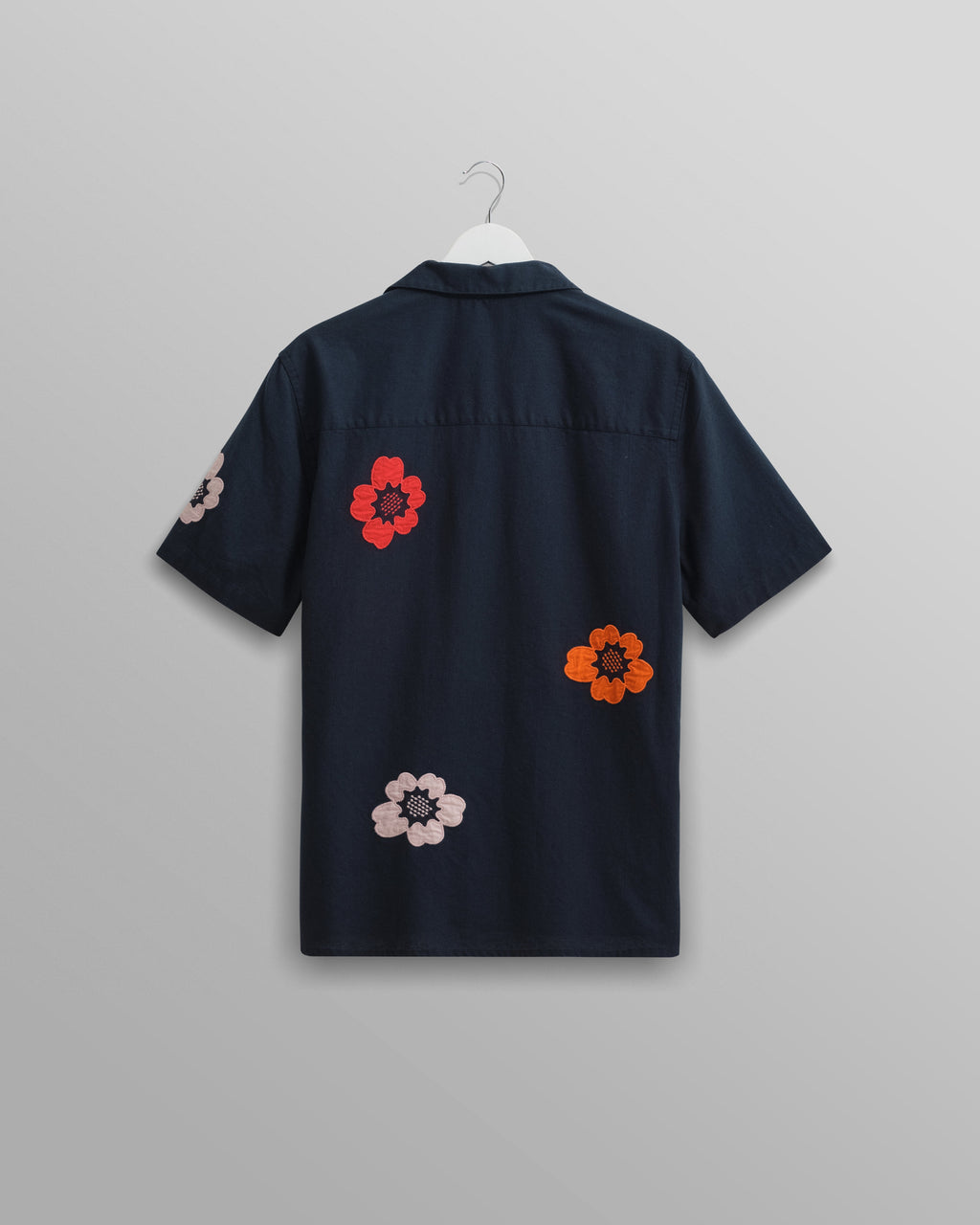 Didcot - Navy Floral Applique Short-Sleeve Shirt