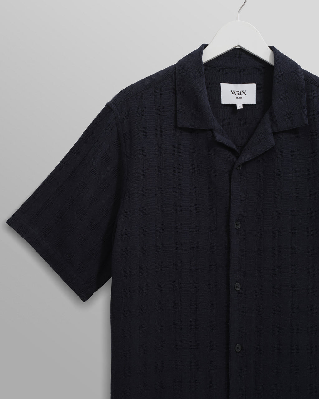 Didcot - Navy Open Weave Cotton Short-Sleeve Shirt