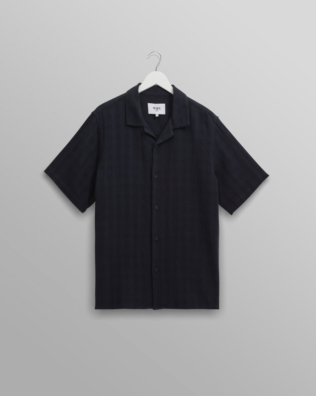 Didcot - Navy Open Weave Cotton Short-Sleeve Shirt