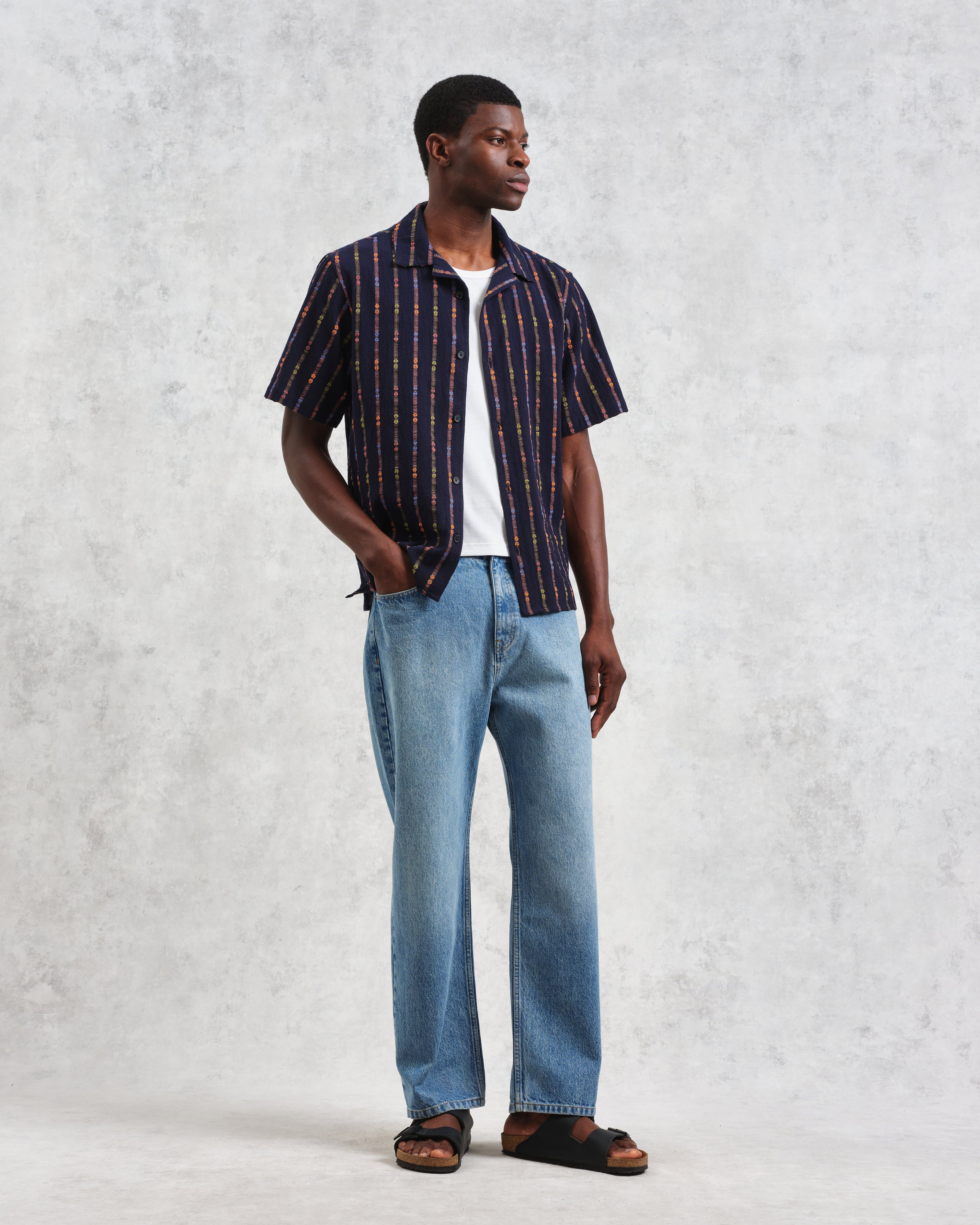 Didcot - Navy Stripe Short-Sleeve Shirt