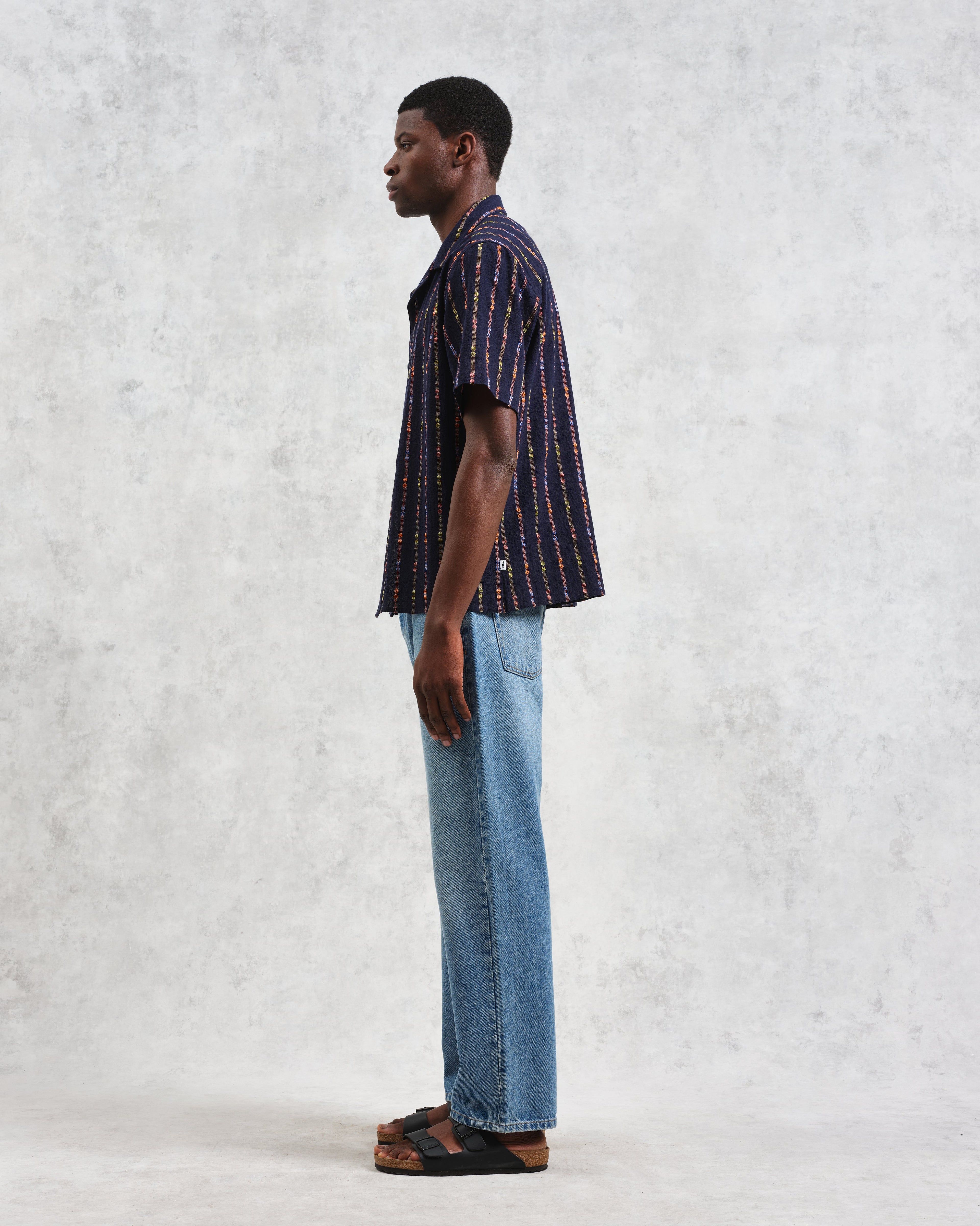 Didcot - Navy Stripe Short-Sleeve Shirt