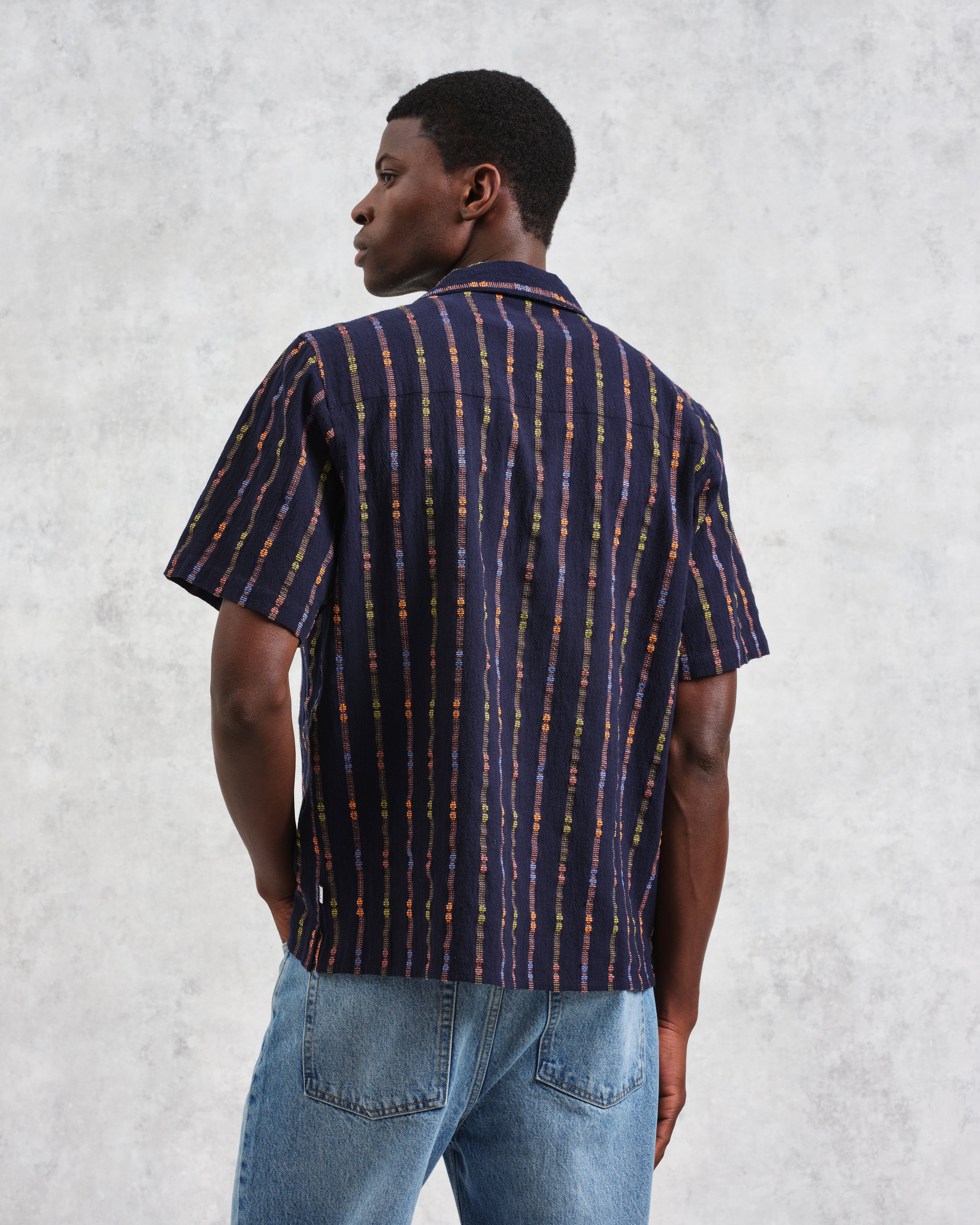 Didcot - Navy Stripe Short-Sleeve Shirt