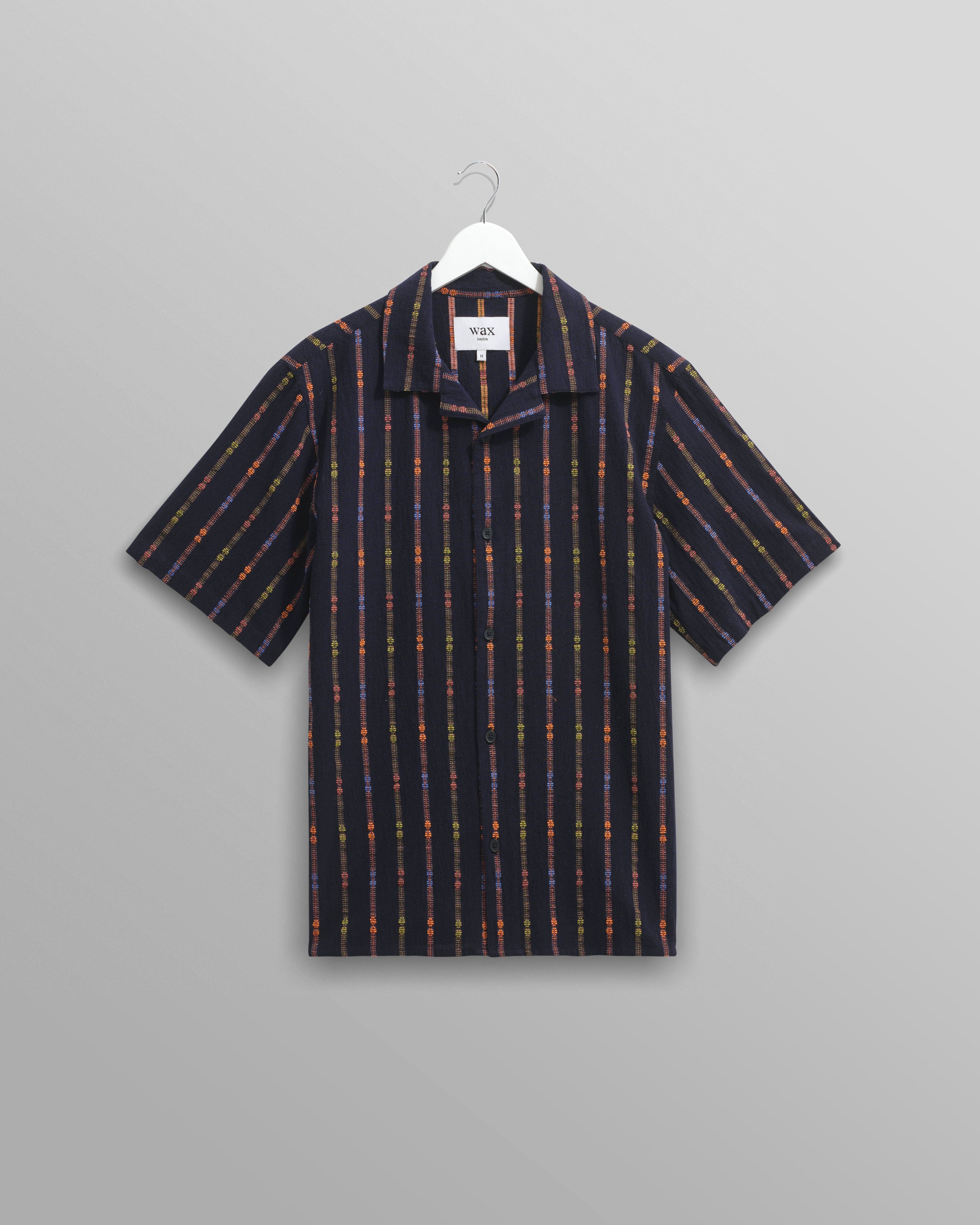 Didcot - Navy Stripe Short-Sleeve Shirt