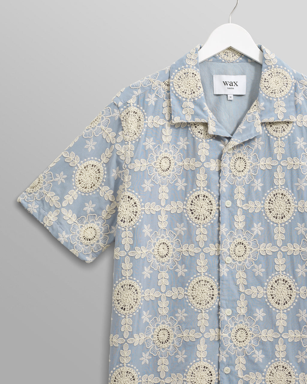 Didcot - Pale Blue Intricate Lace Short-Sleeve Shirt