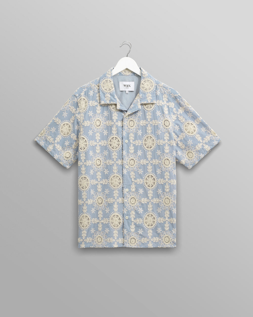 Didcot - Pale Blue Intricate Lace Short-Sleeve Shirt