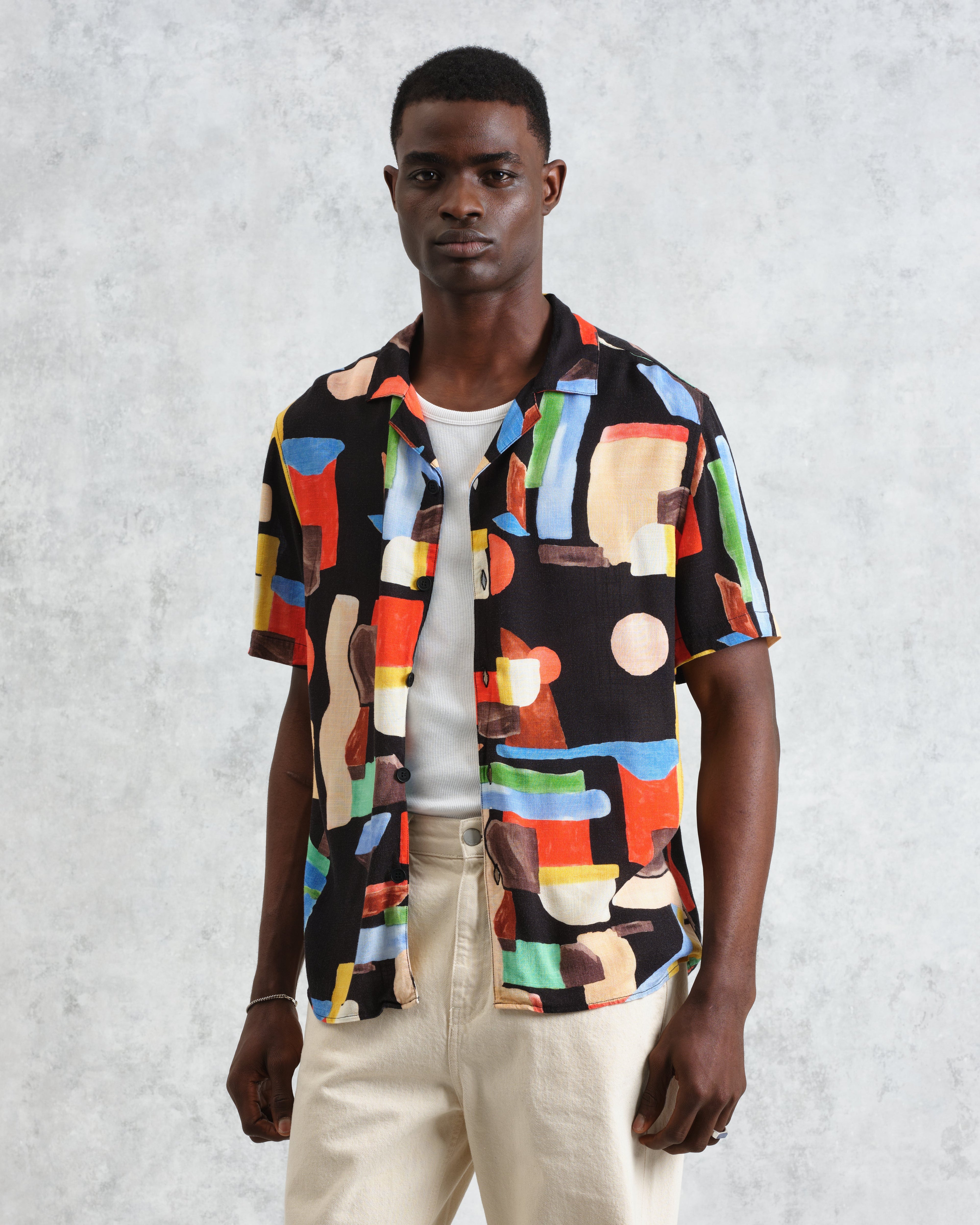 Didcot - Black And Multicolour Pablo Short-Sleeve Shirt
