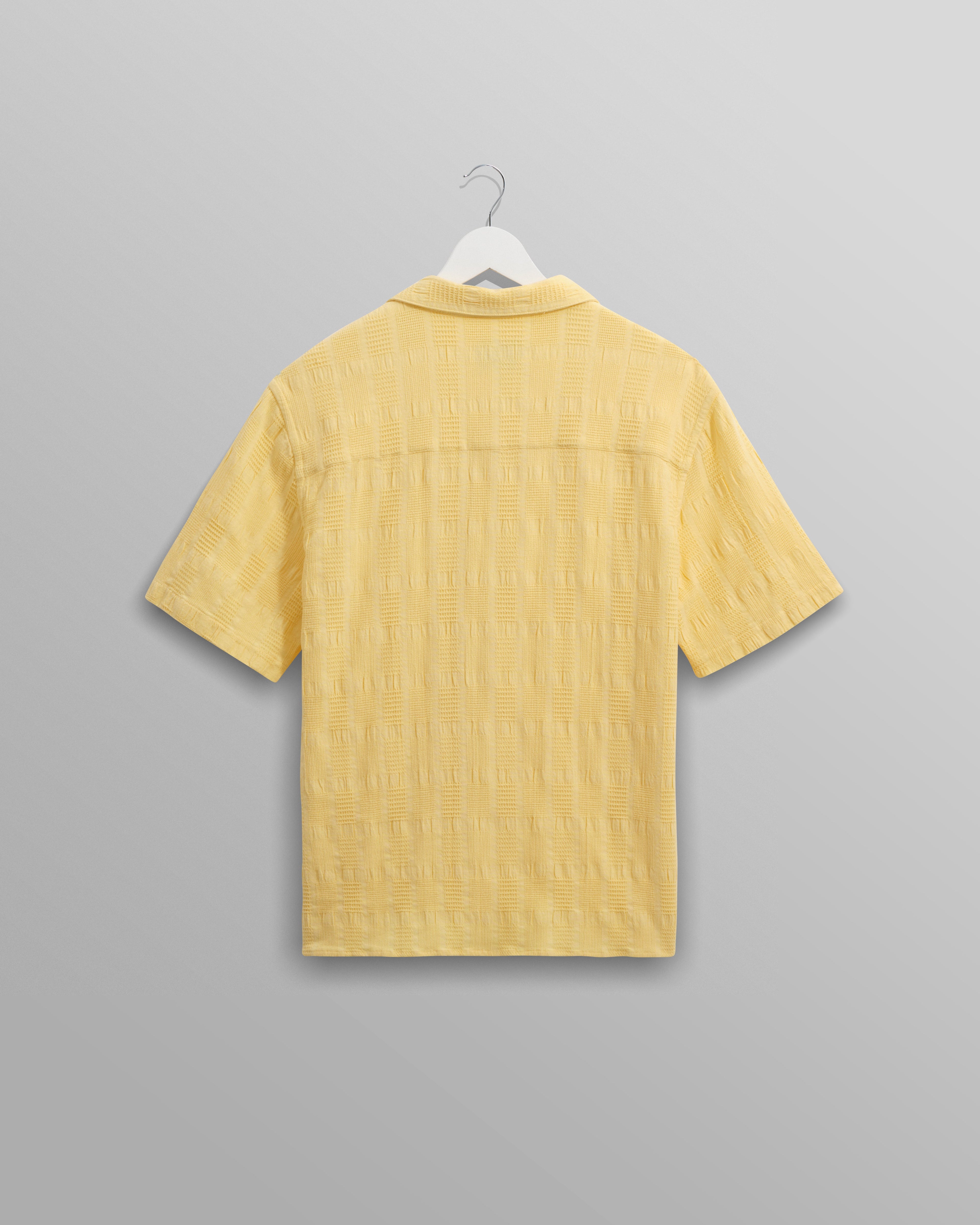 Didcot - Yellow Waffle Seersucker Cotton Short-Sleeve Shirt