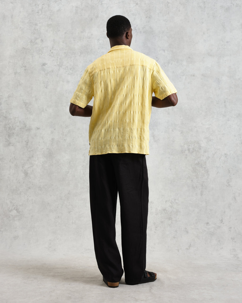 Didcot - Yellow Waffle Seersucker Cotton Short-Sleeve Shirt