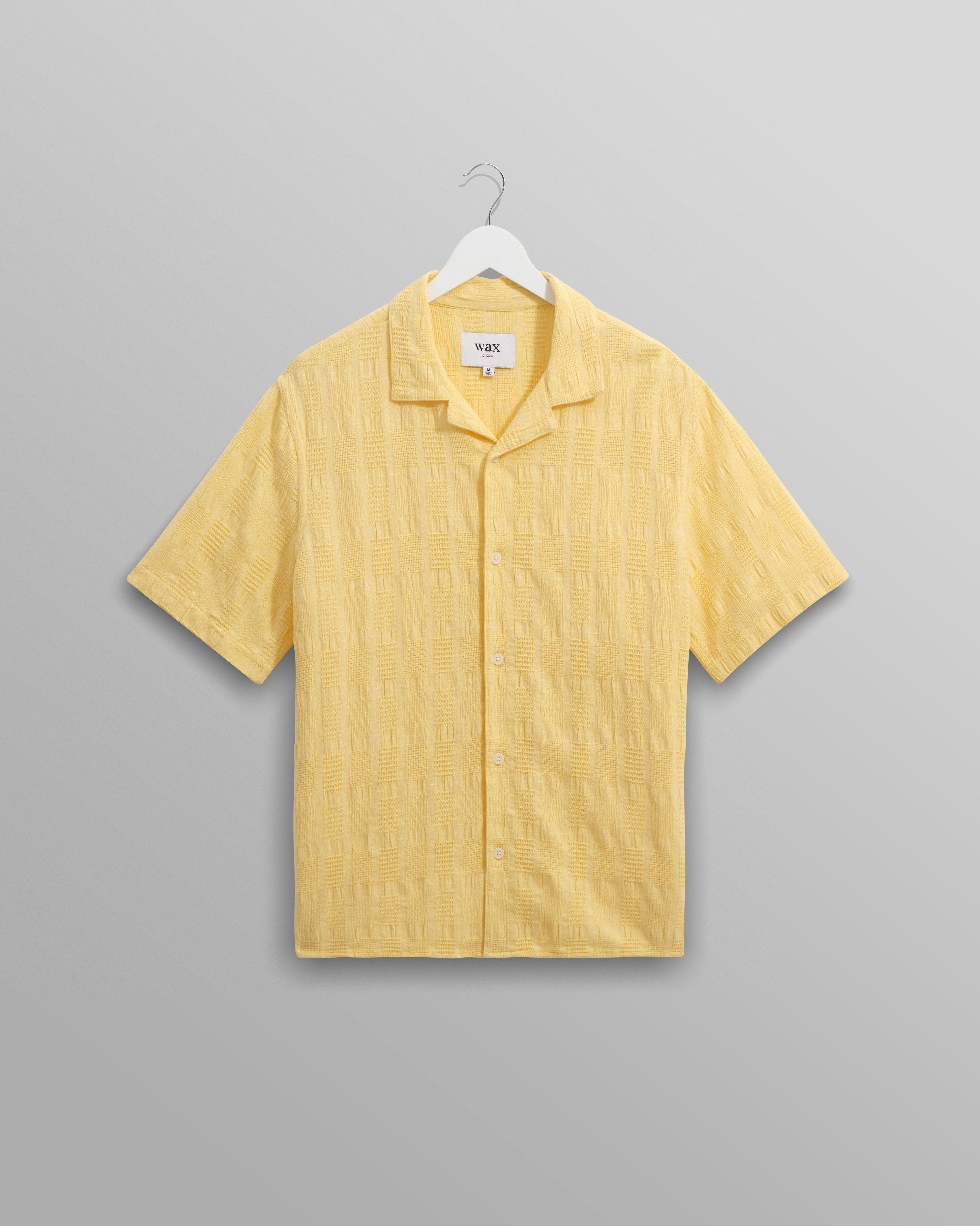 Didcot - Yellow Waffle Seersucker Cotton Short-Sleeve Shirt