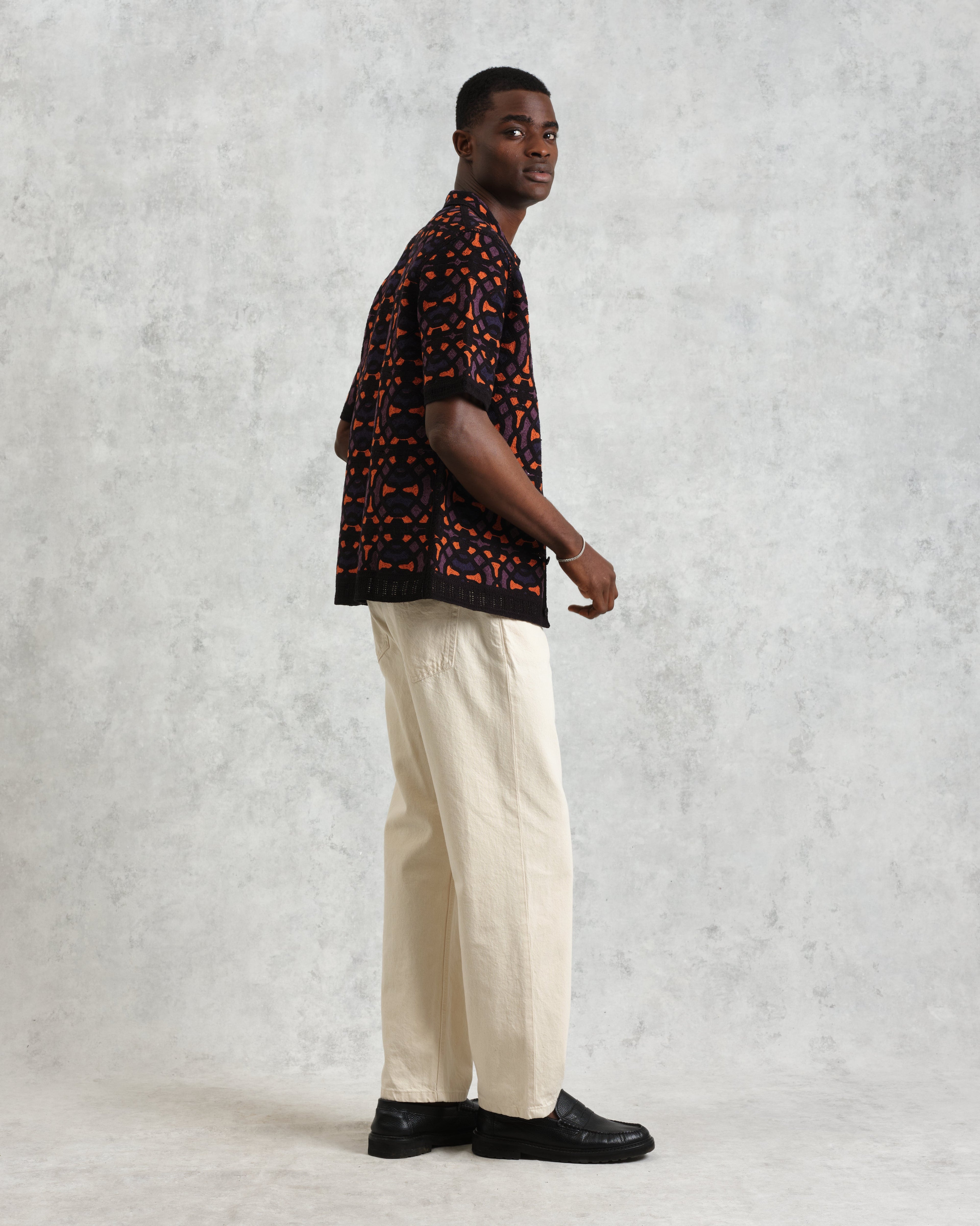 Dorset - Black And Multicolour Crochet Knitted Polo Shirt
