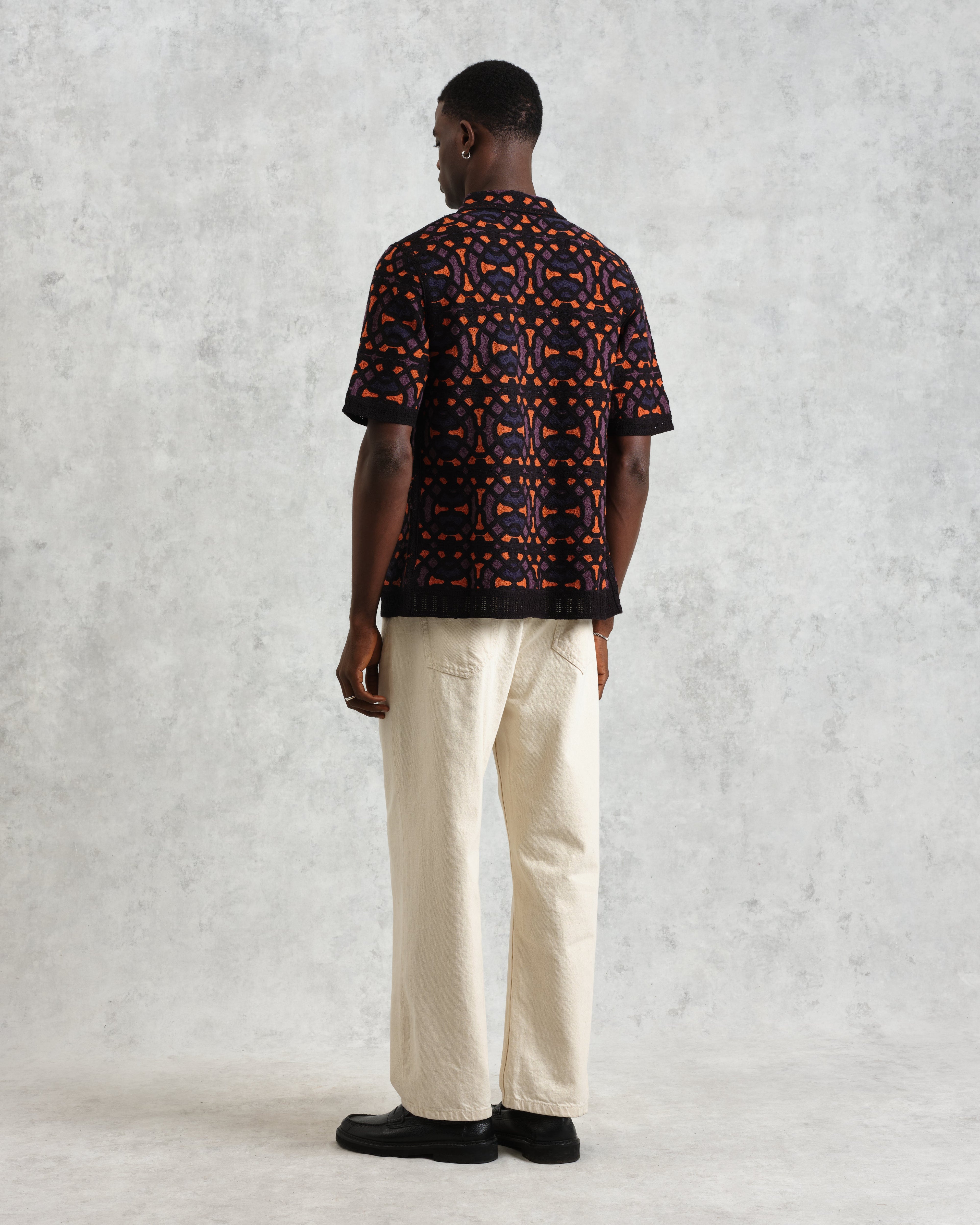 Dorset - Black And Multicolour Crochet Knitted Polo Shirt