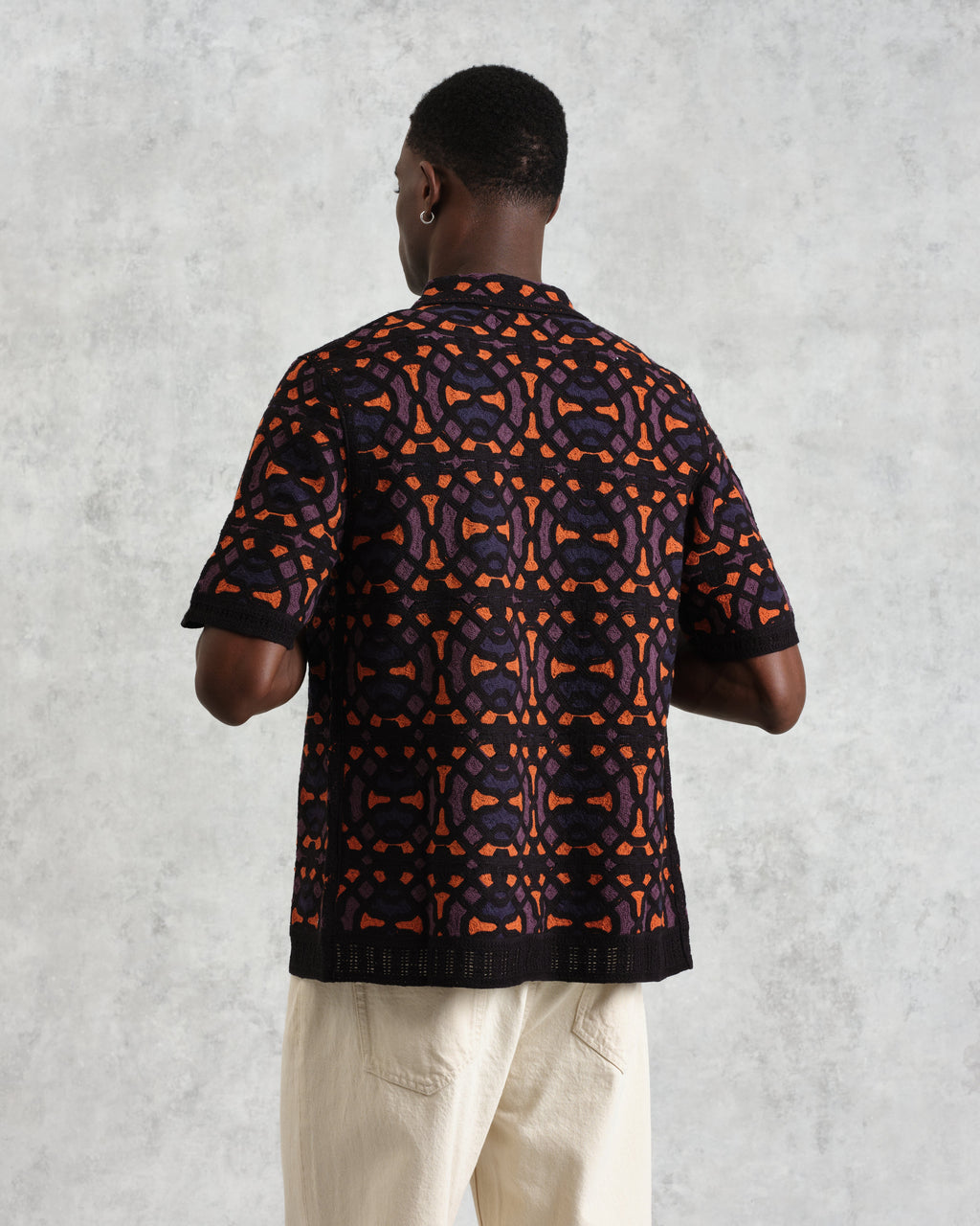 Dorset - Black And Multicolour Crochet Knitted Polo Shirt