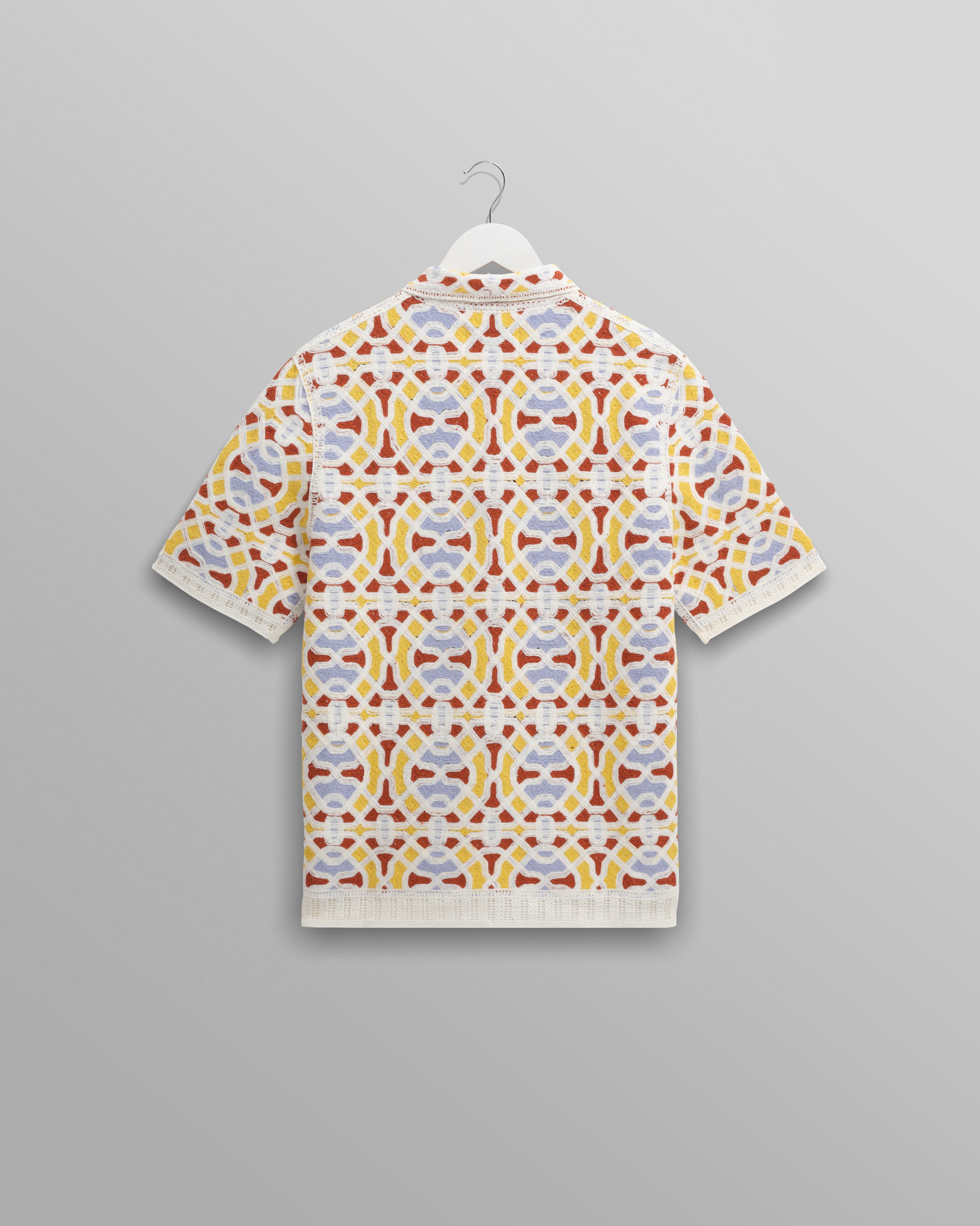 Dorset - Ecru And Multicolour Crochet Knitted Polo Shirt