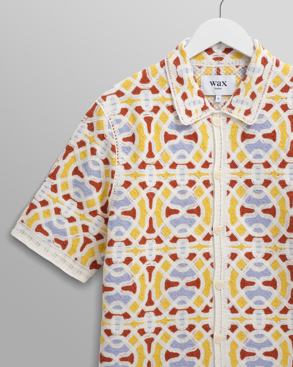 Dorset - Ecru And Multicolour Crochet Knitted Polo Shirt