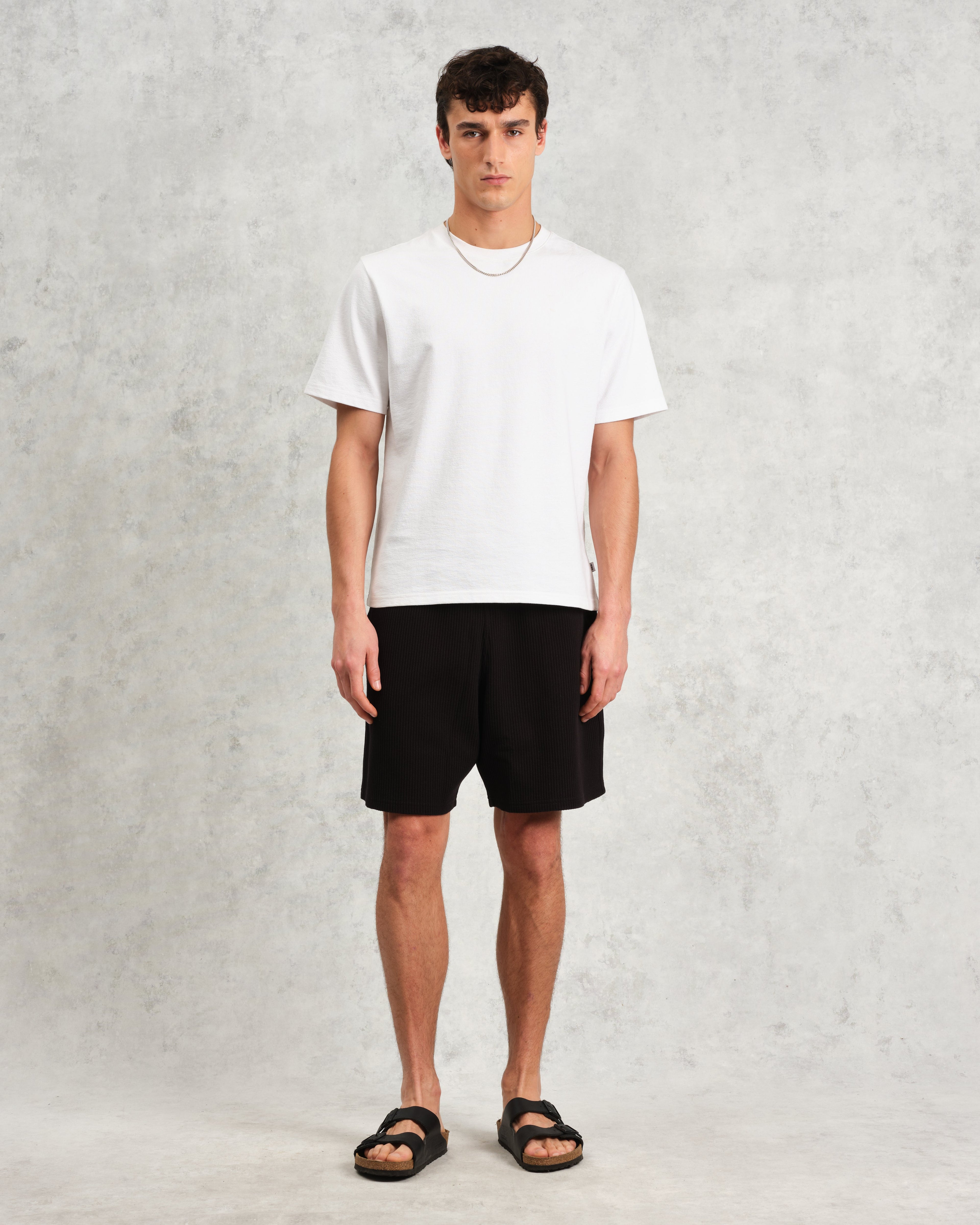 Dudley - Black Textured Waffle Shorts