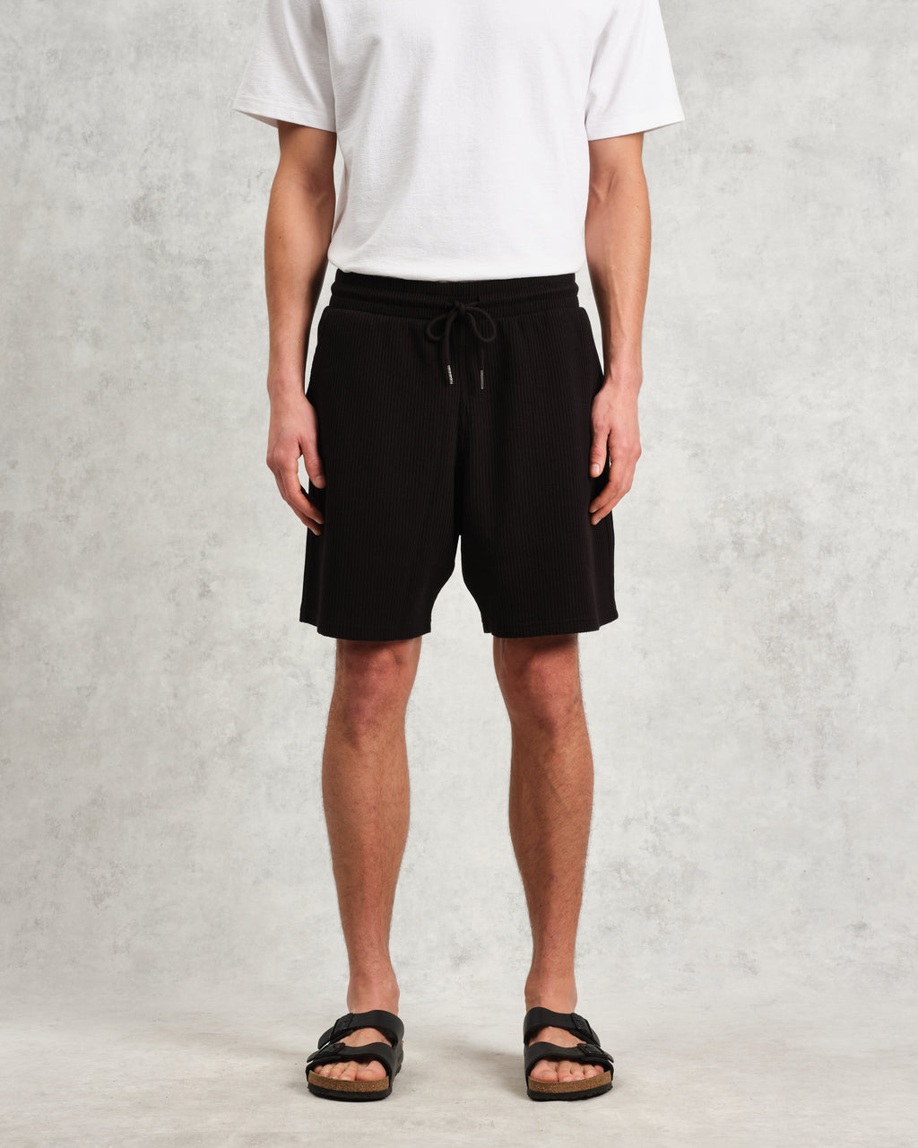Dudley - Black Textured Waffle Shorts