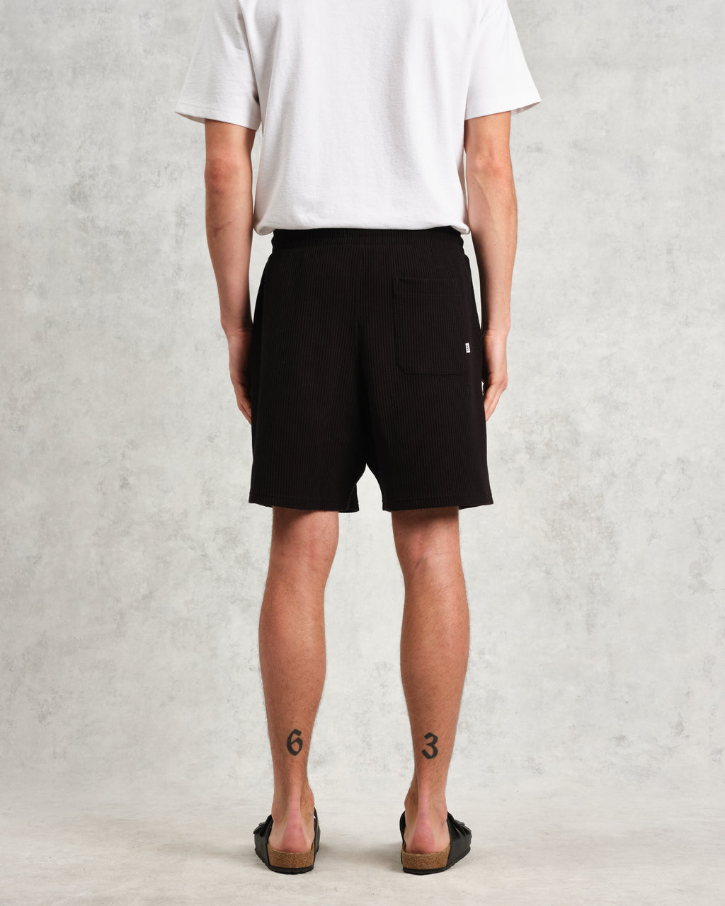 Dudley - Black Textured Waffle Shorts