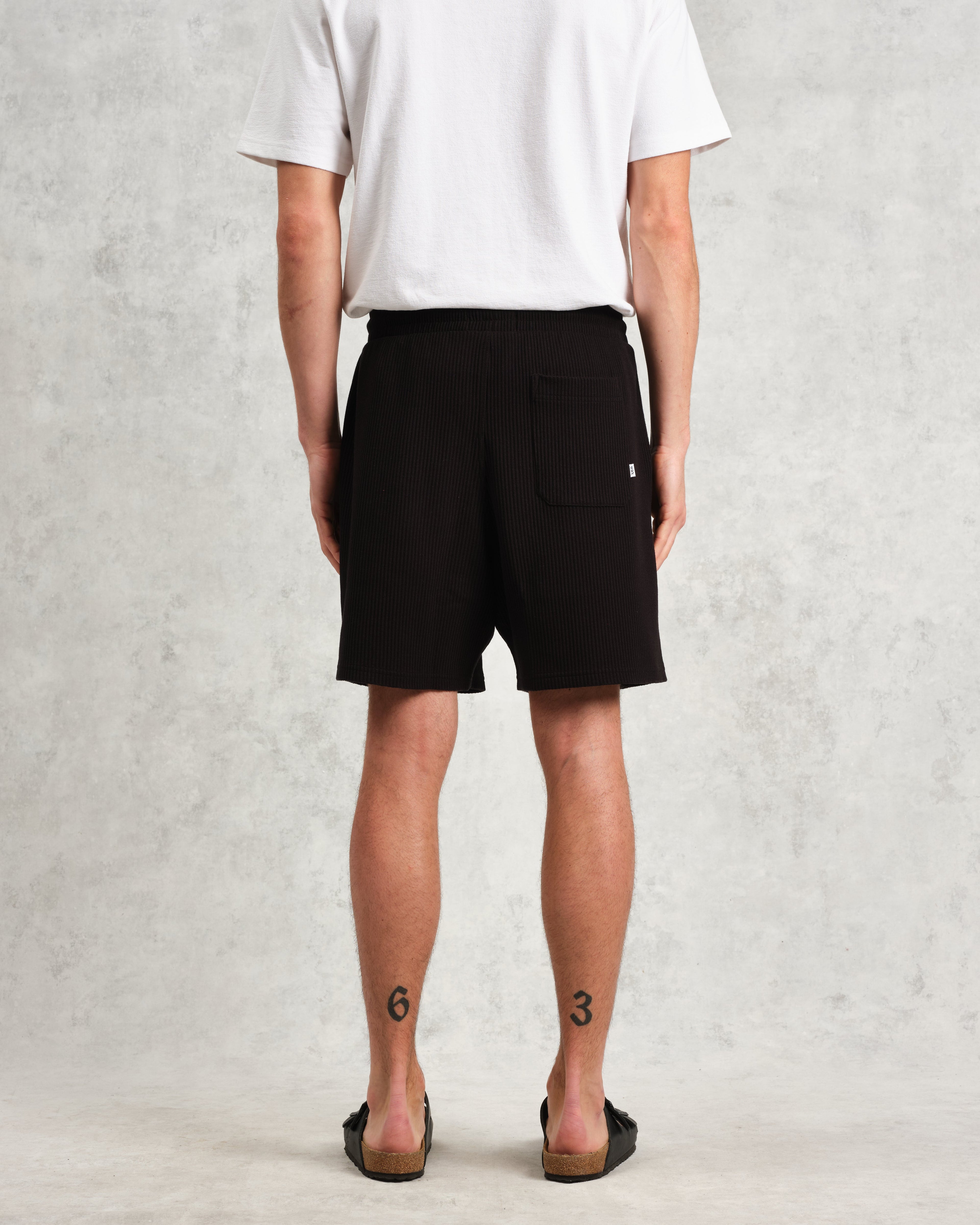 Dudley - Black Textured Waffle Shorts