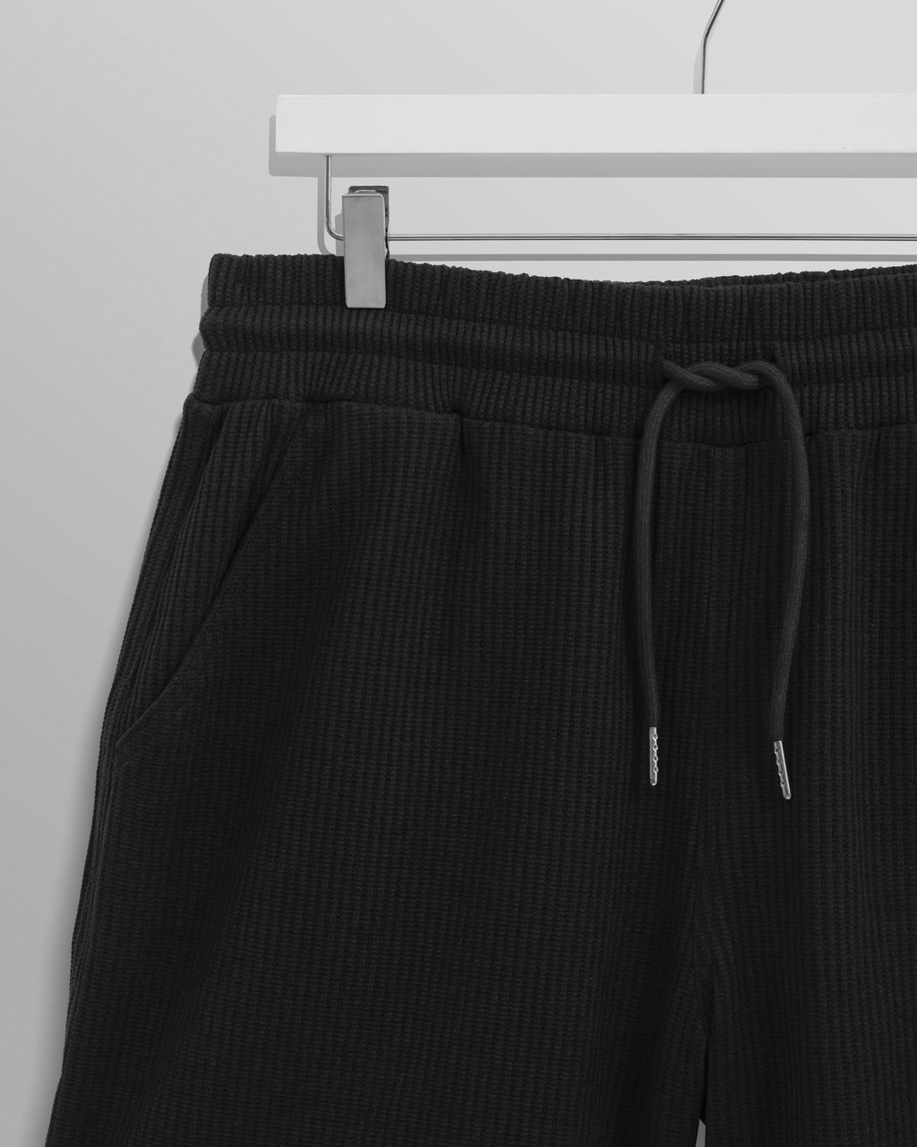 Dudley - Black Textured Waffle Shorts