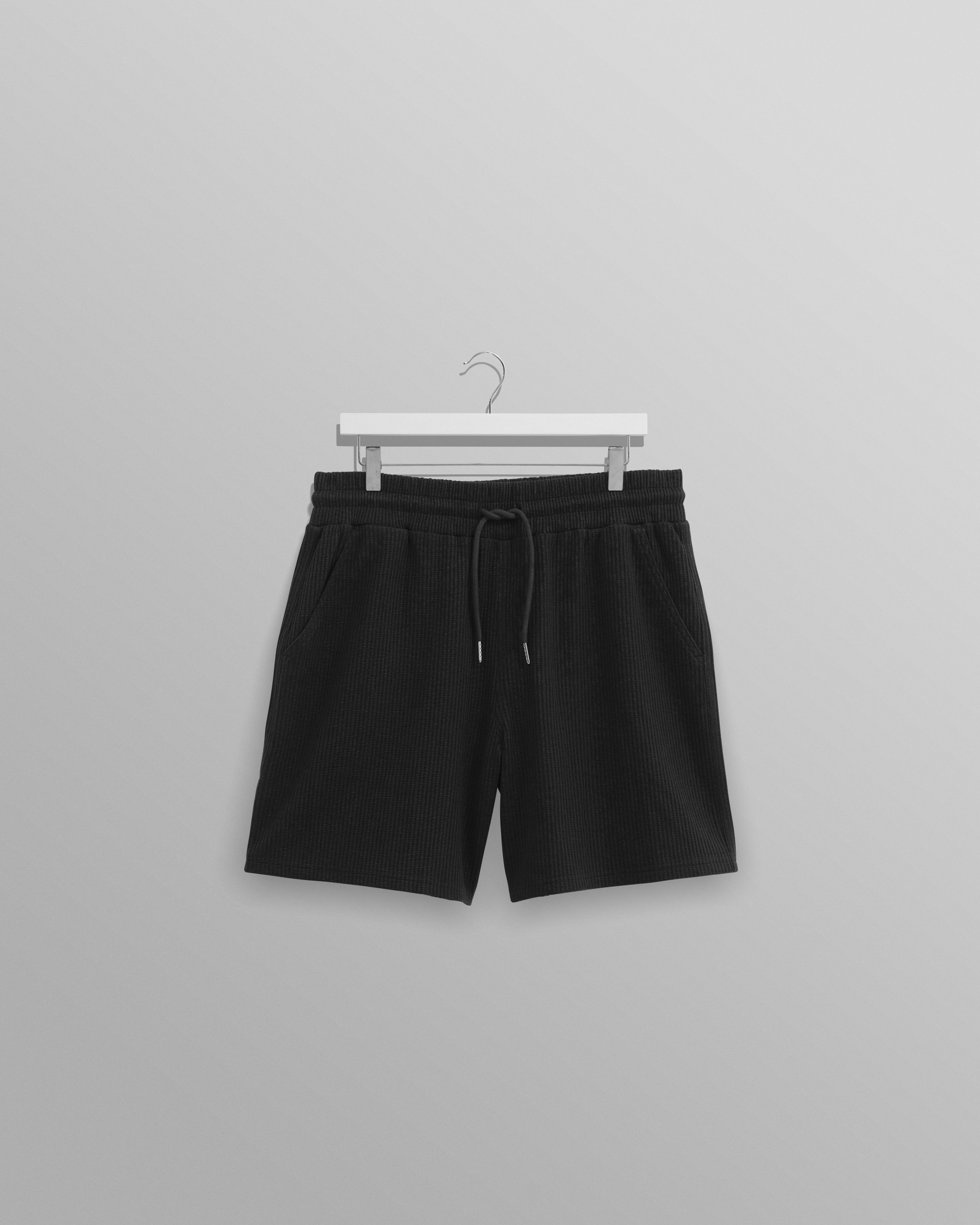 Dudley - Black Textured Waffle Shorts