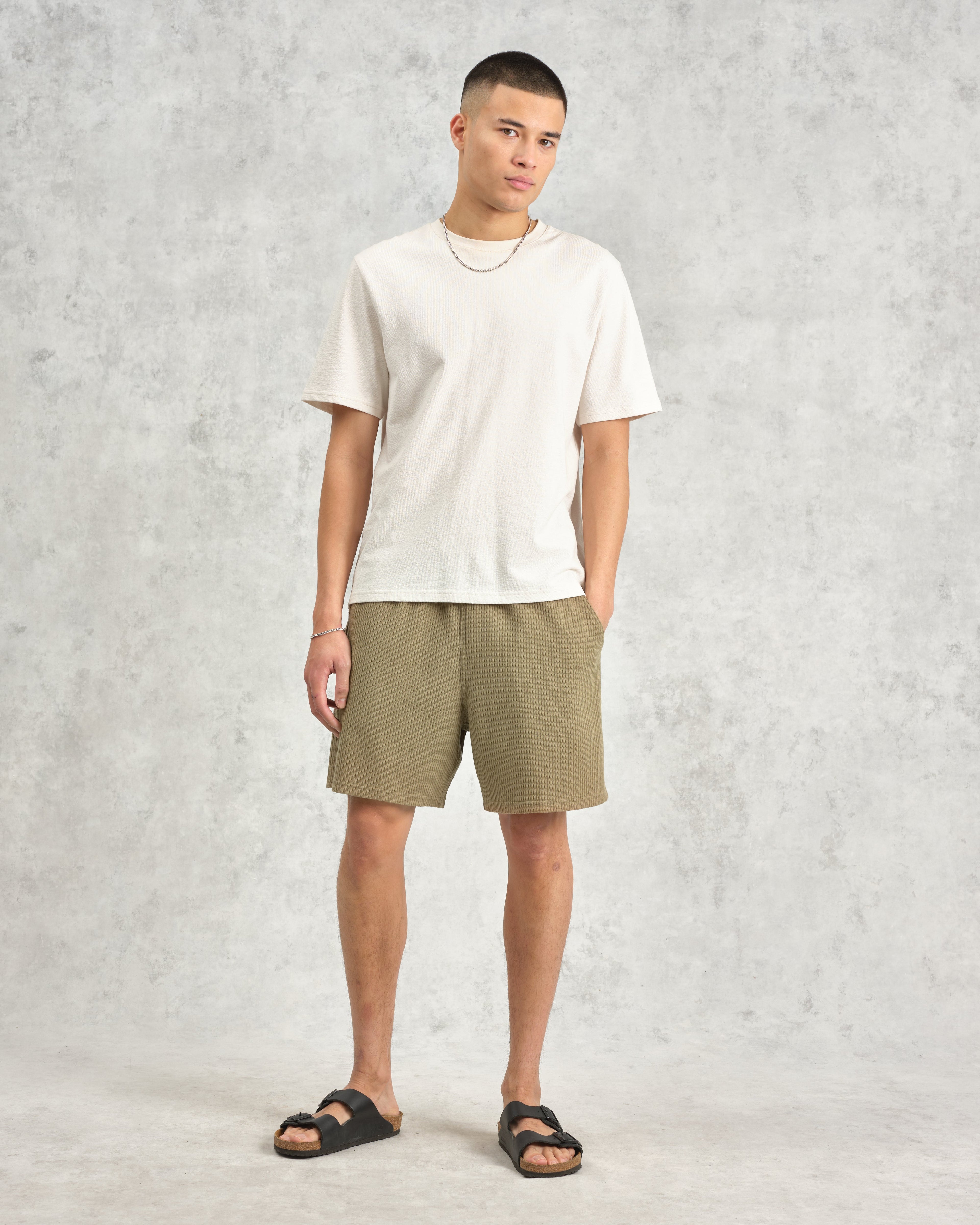 Dudley - Khaki Textured Waffle Shorts