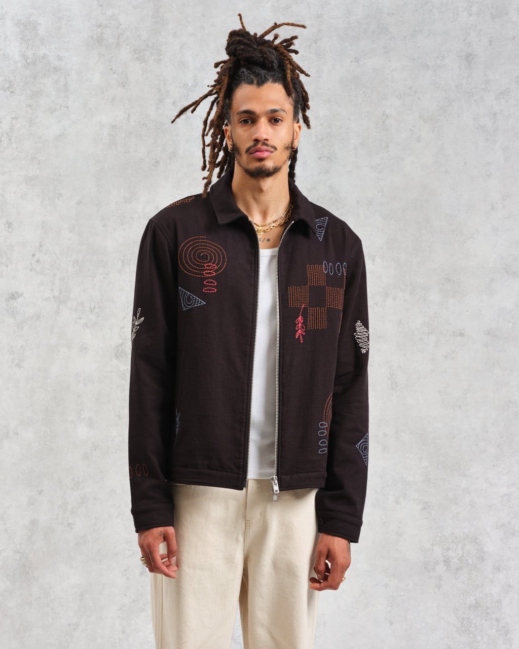 Eldon - Black Doodle Embroidered Cotton Jacket