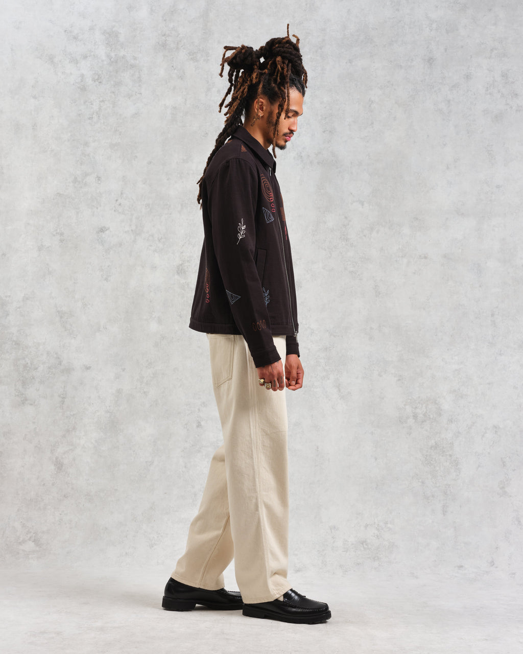 Eldon - Black Doodle Embroidered Cotton Jacket