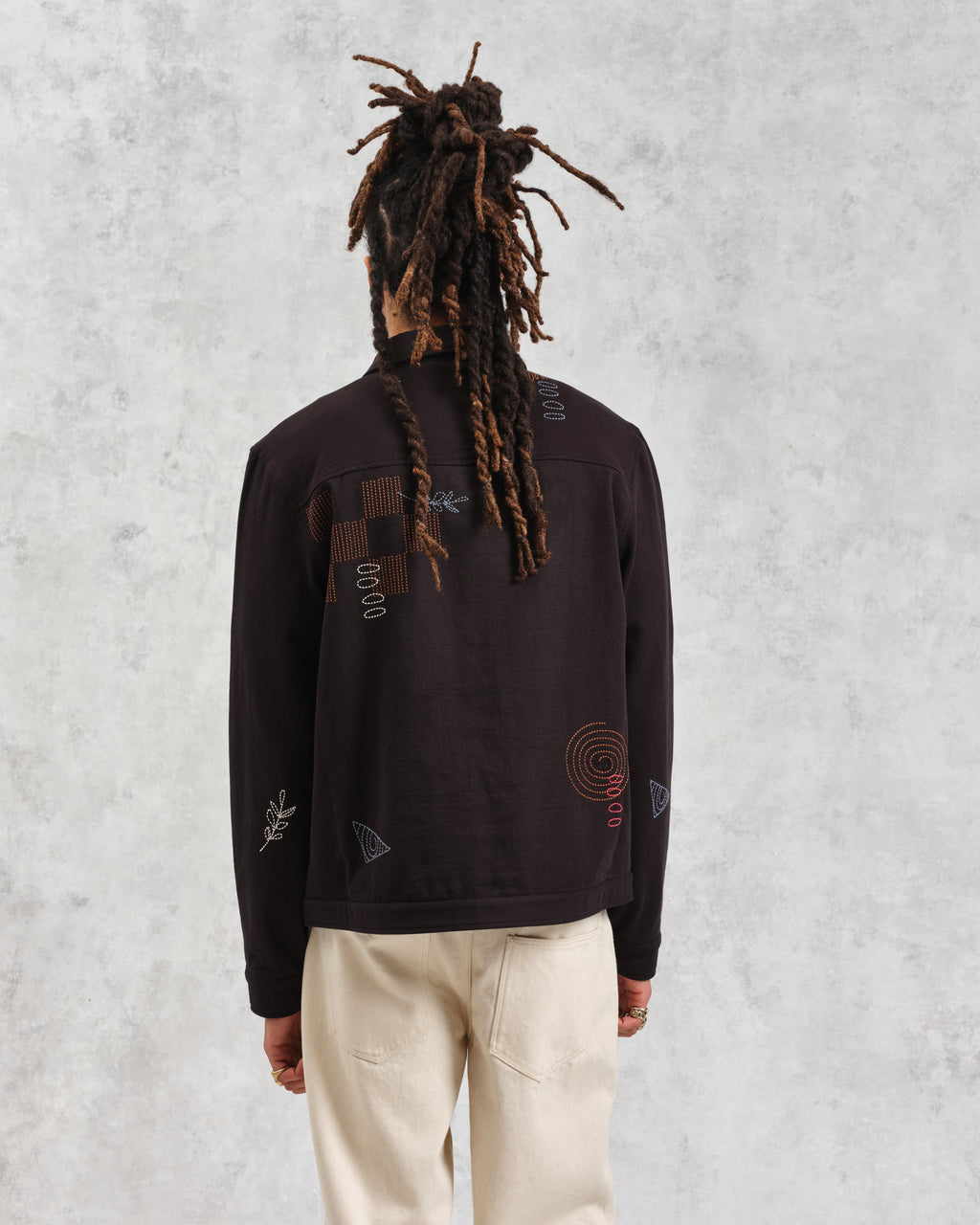 Eldon - Black Doodle Embroidered Cotton Jacket