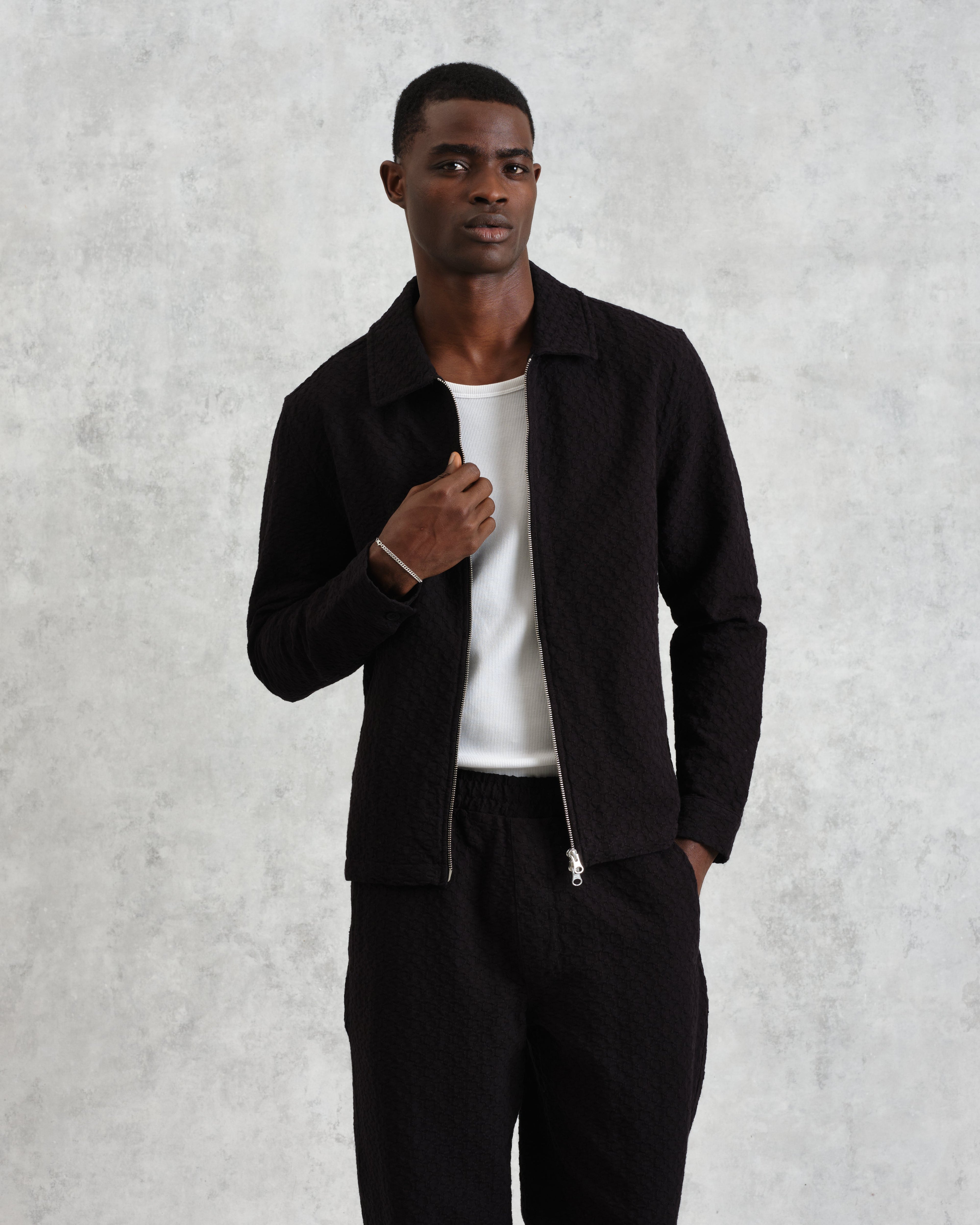 Eldon - Black Floral Diamond Cotton Jacket