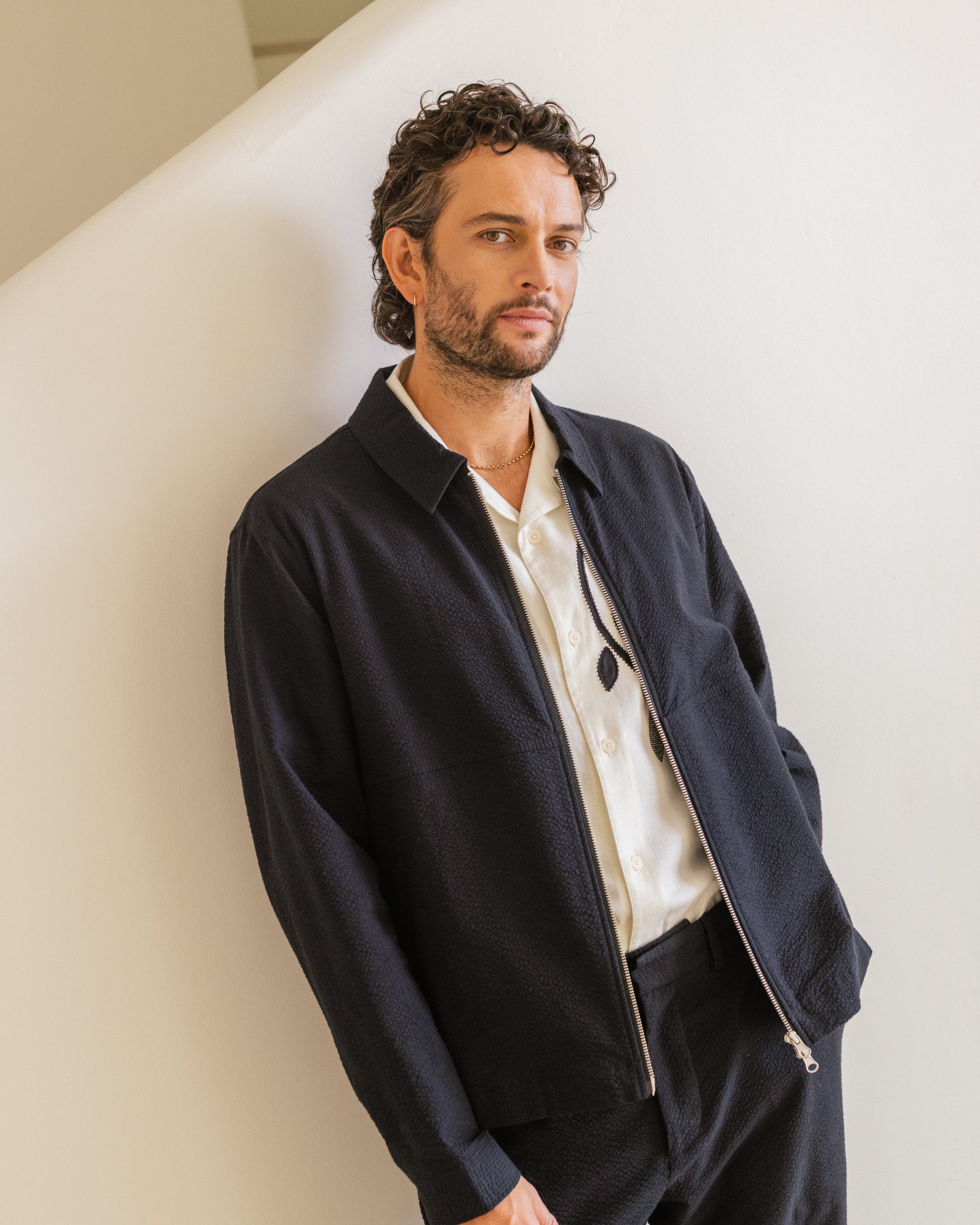 Eldon - Black Cotton Seersucker Jacket