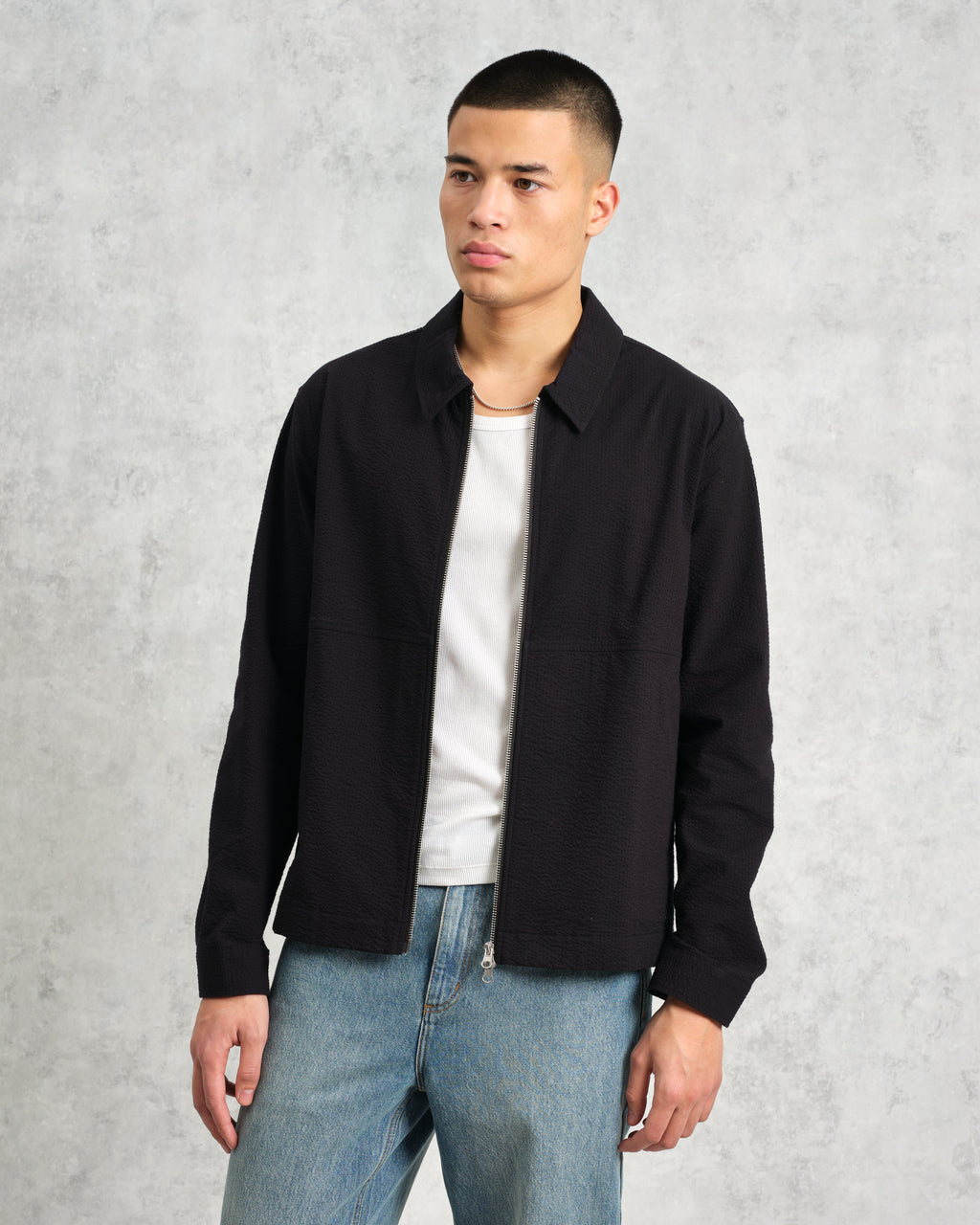 Eldon - Black Cotton Seersucker Jacket