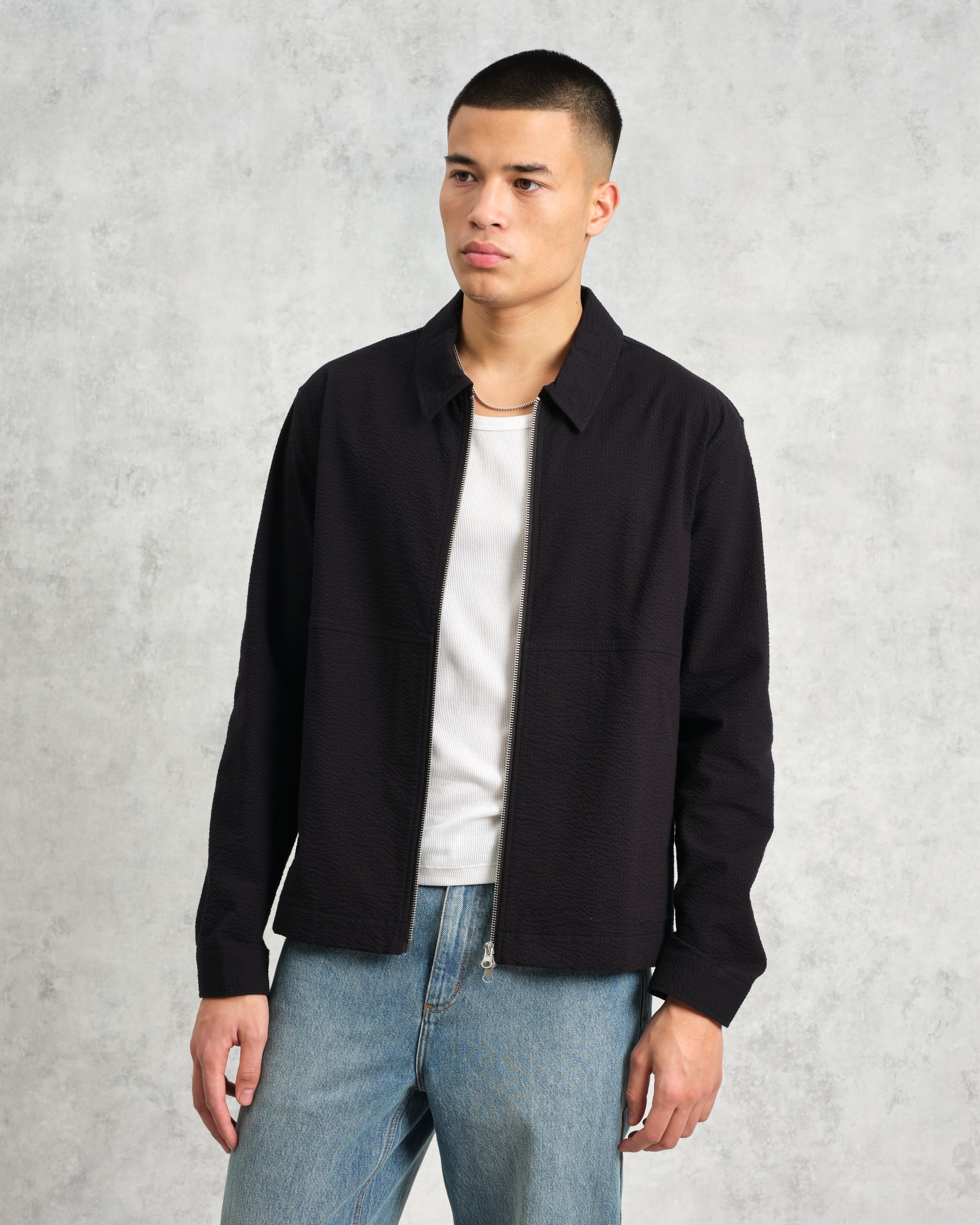 Eldon - Black Cotton Seersucker Jacket