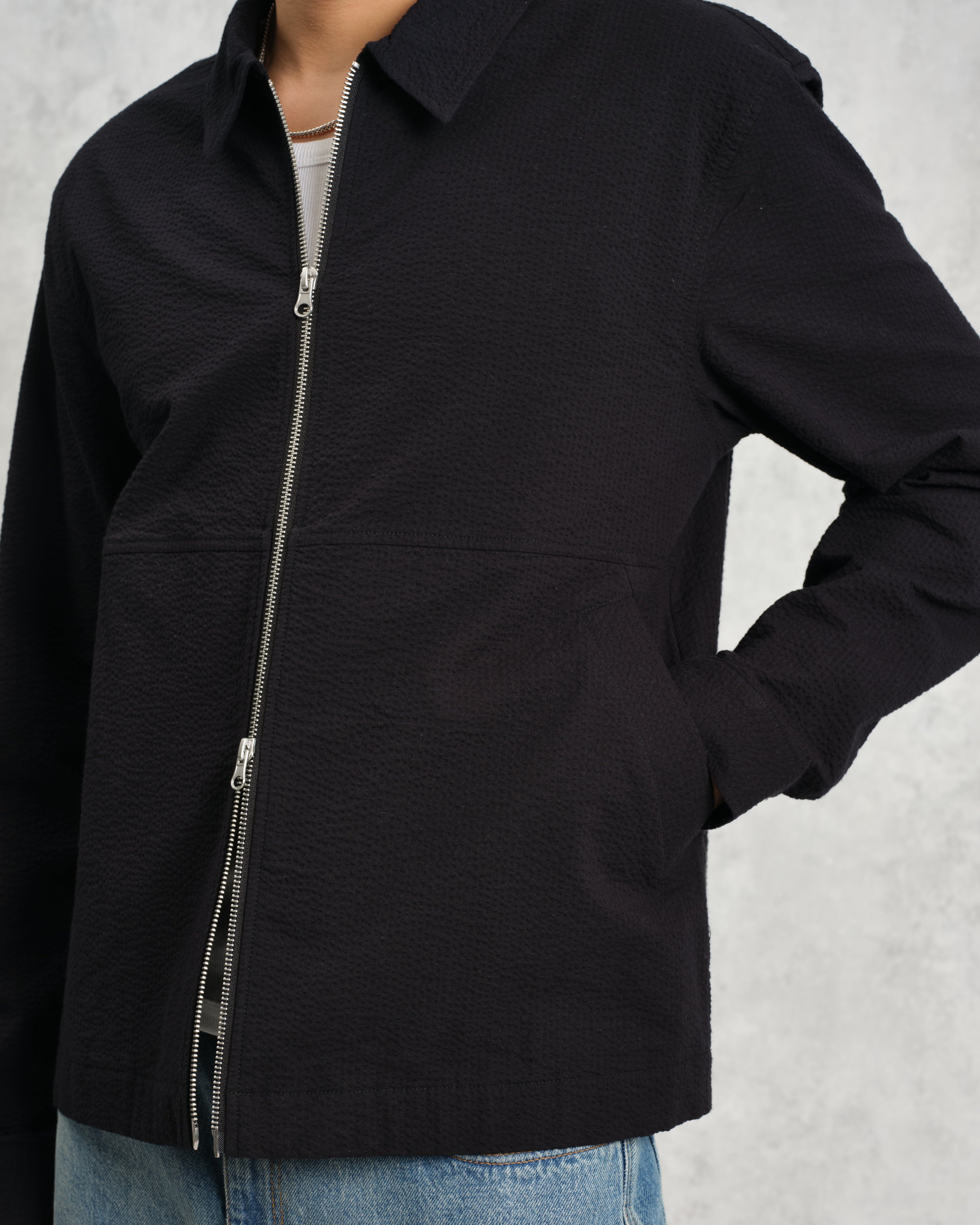 Eldon - Black Cotton Seersucker Jacket