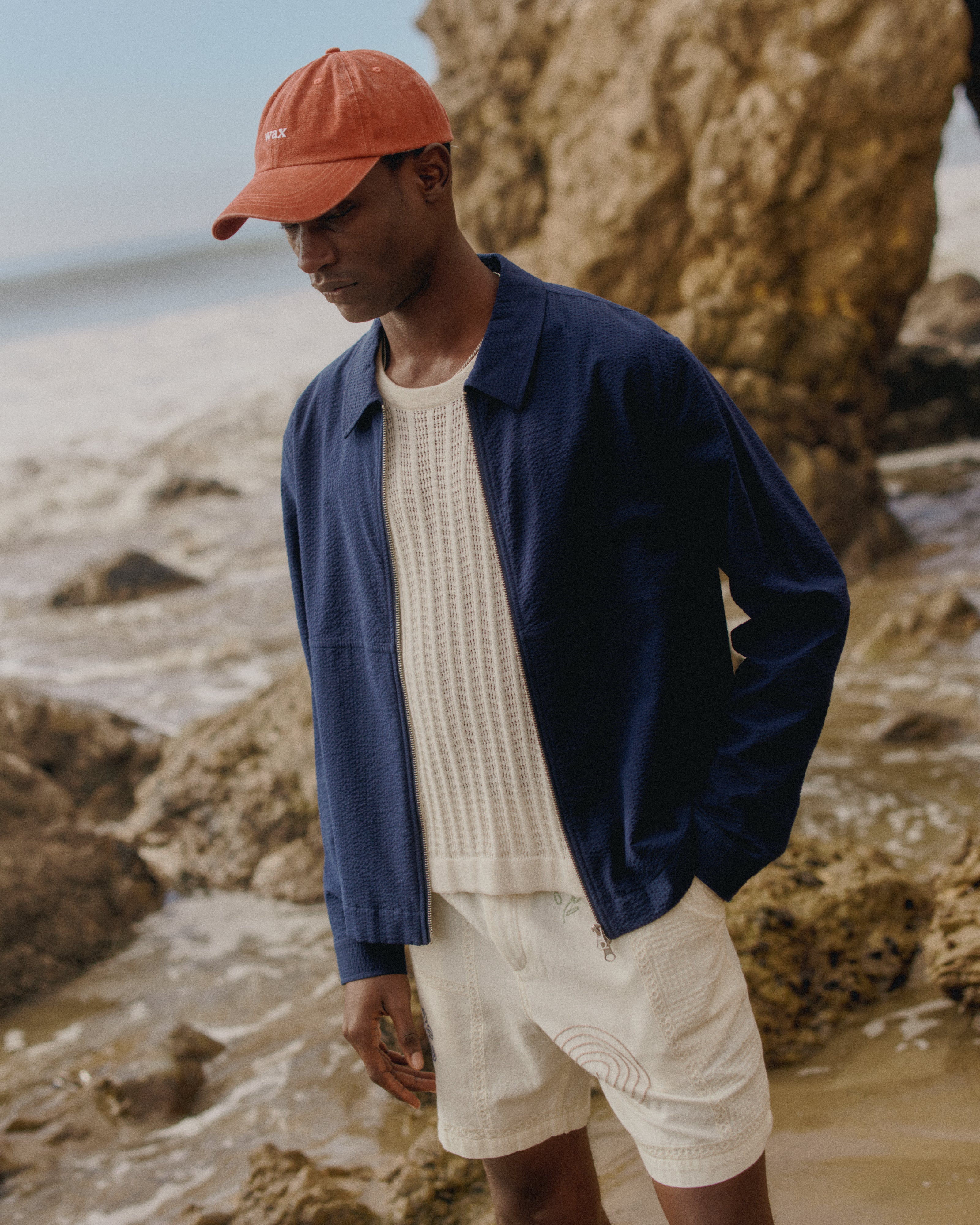 Eldon - Navy Cotton Seersucker Jacket