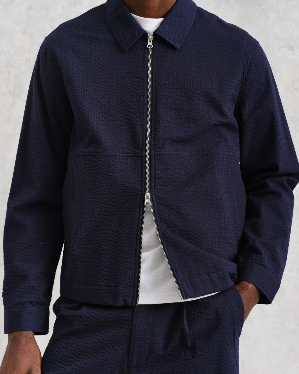 Eldon - Navy Cotton Seersucker Jacket