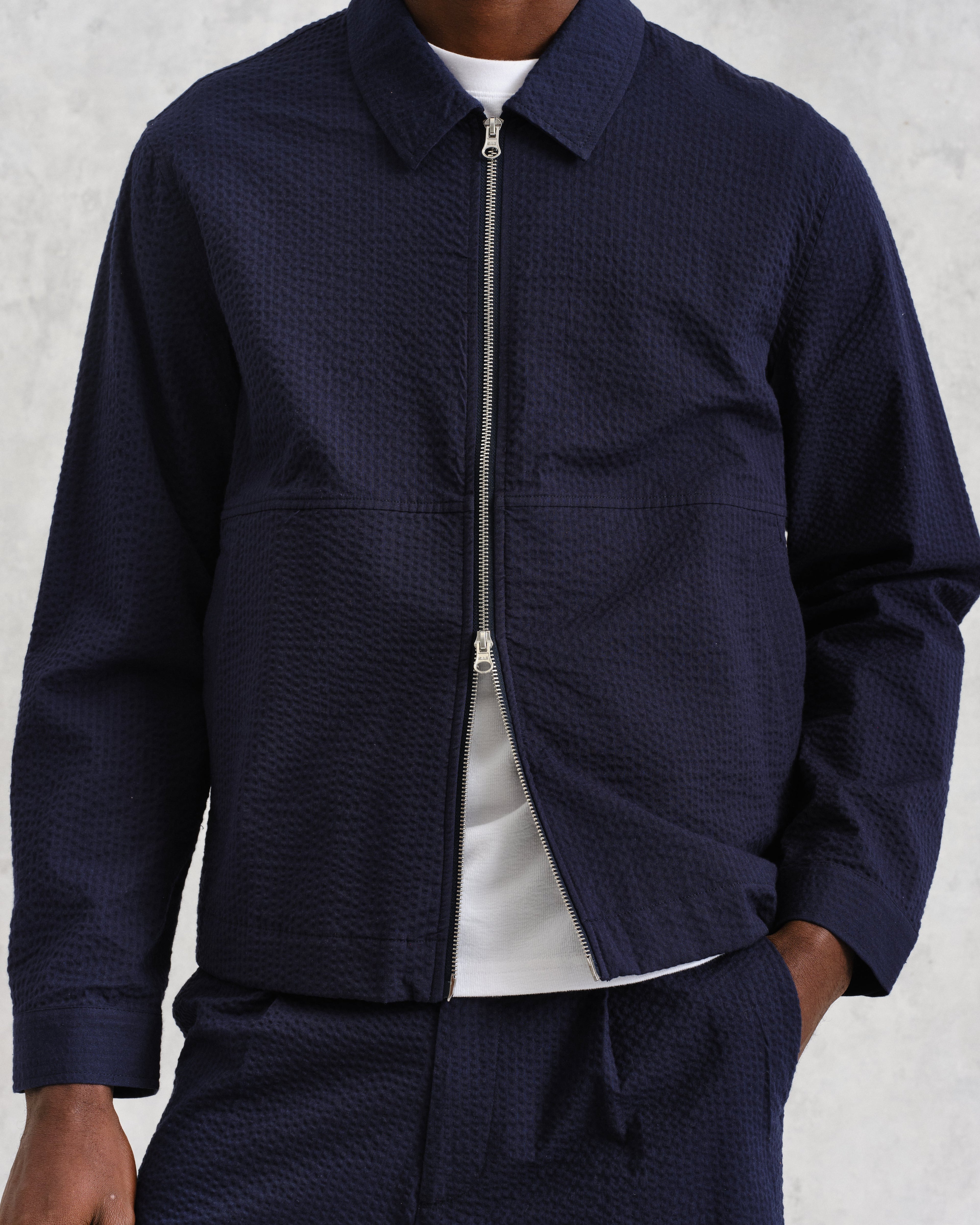 Eldon - Navy Cotton Seersucker Jacket