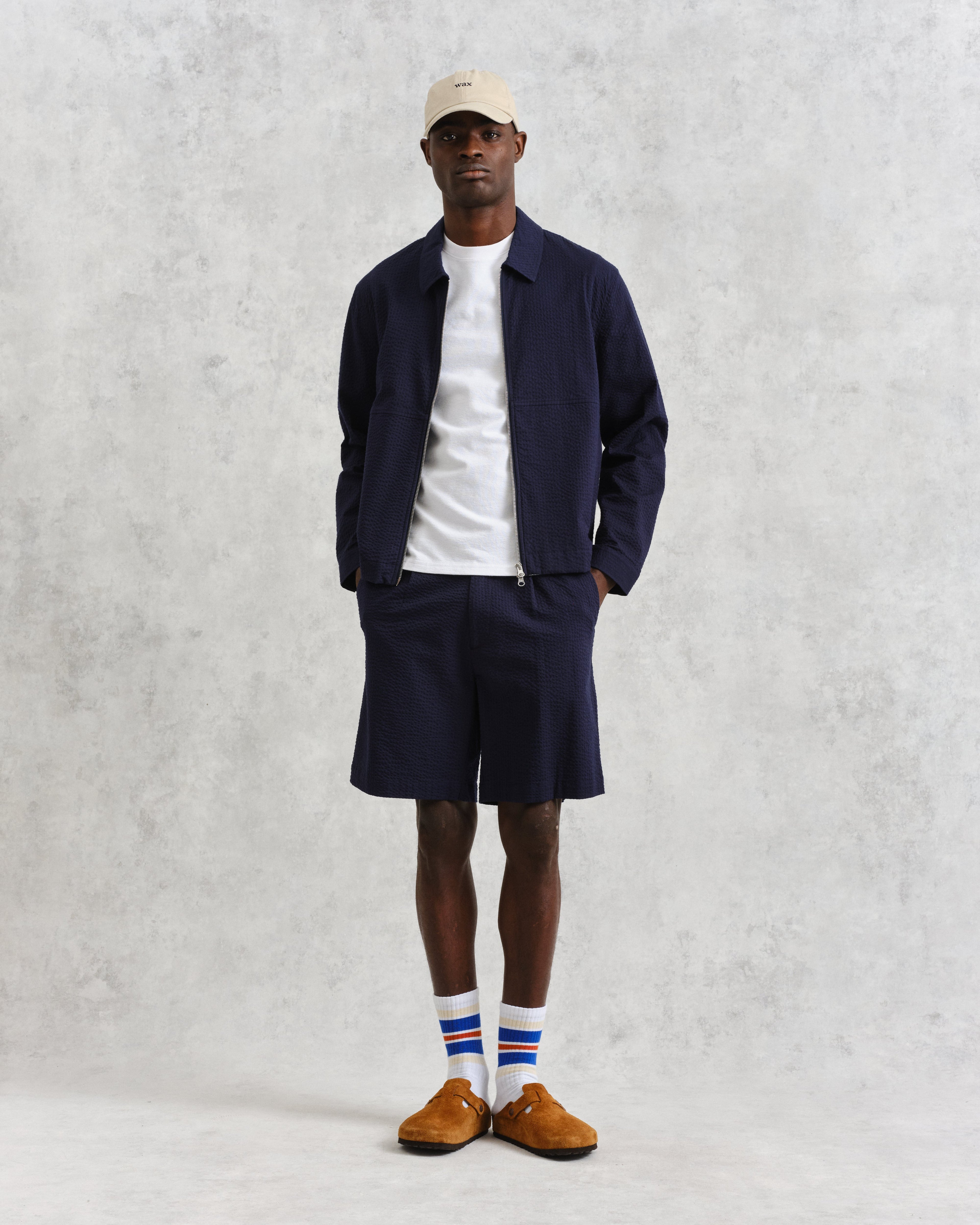 Eldon - Navy Cotton Seersucker Jacket