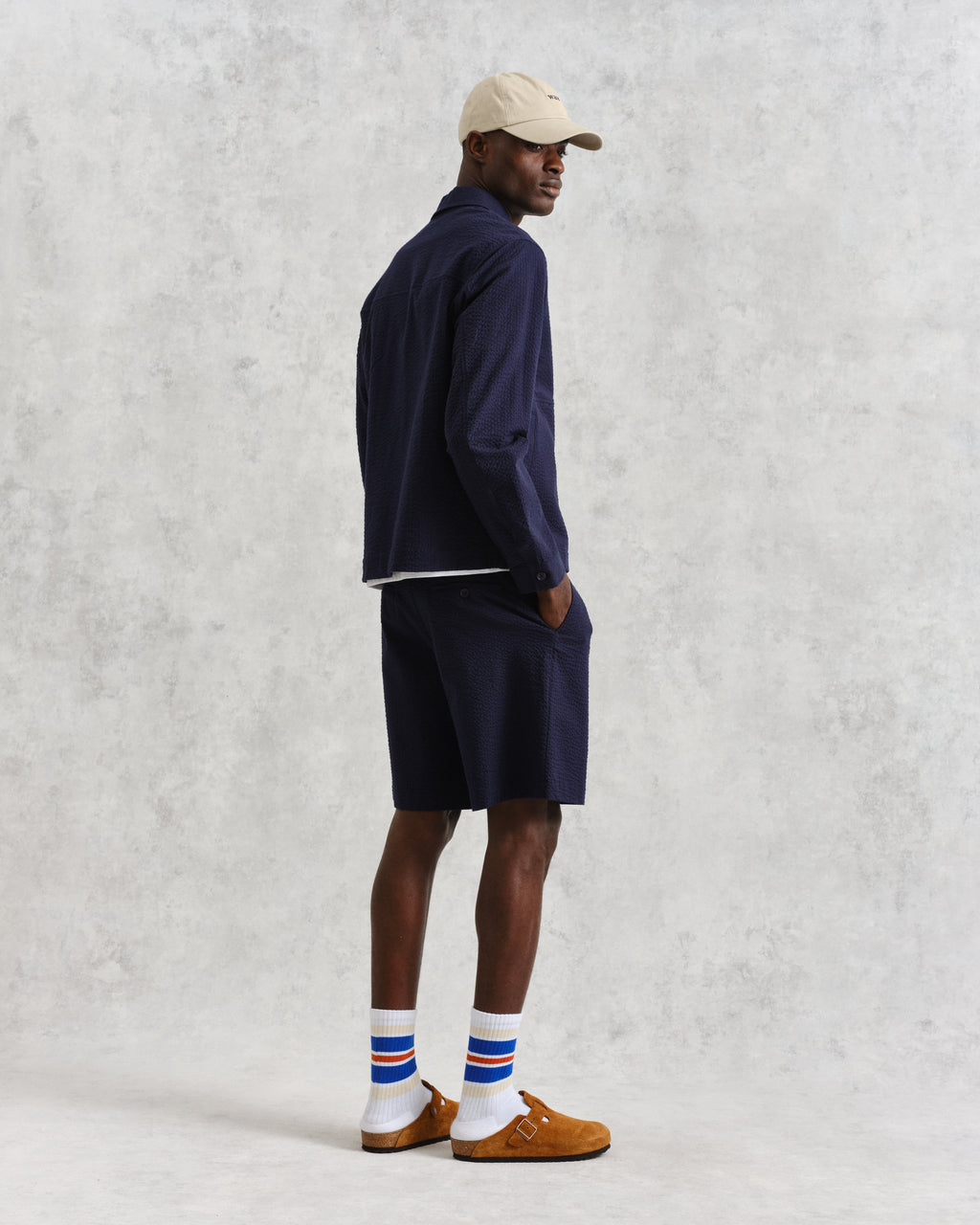 Eldon - Navy Cotton Seersucker Jacket