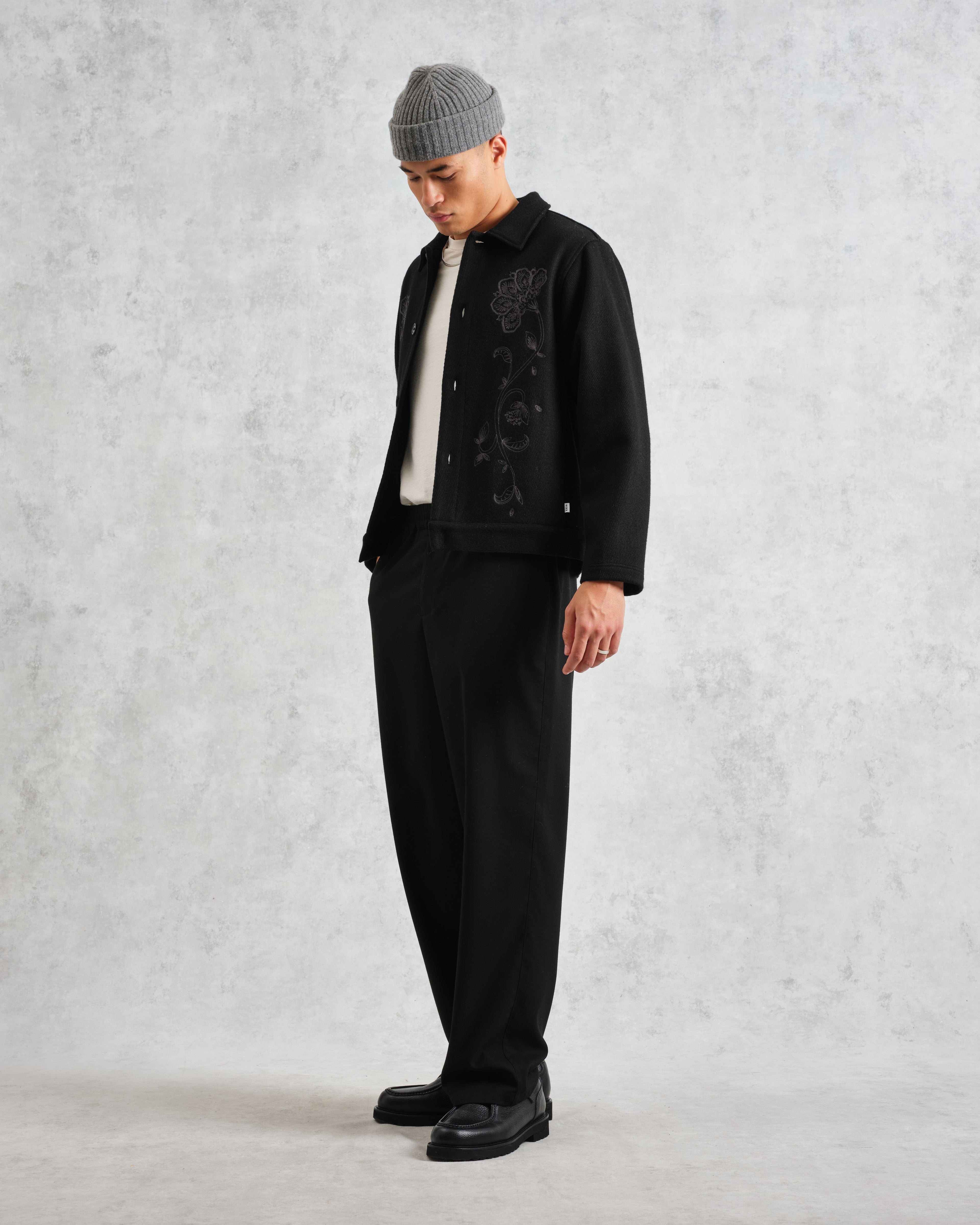 Elm - Black Floral Embroidered Wool Jacket