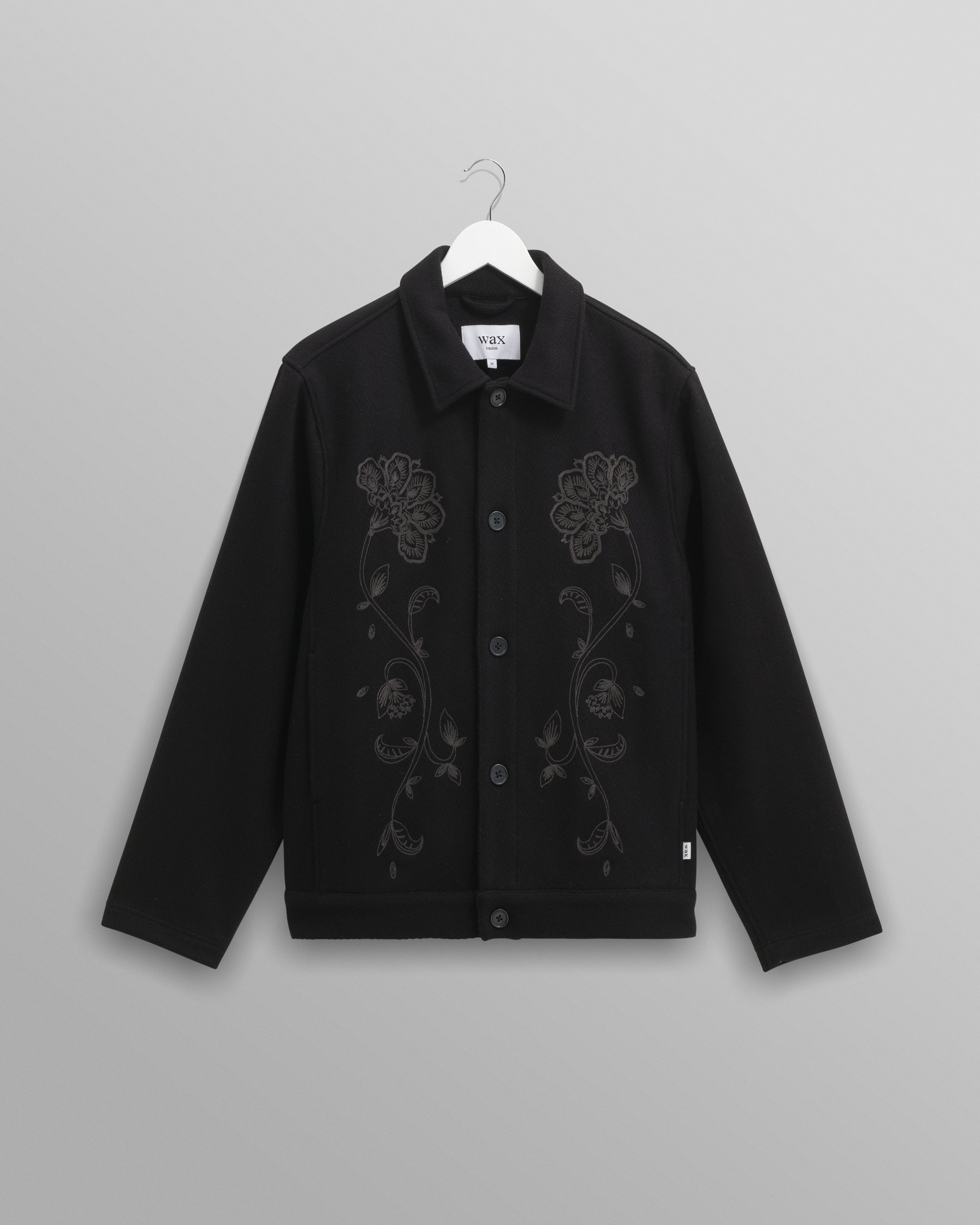 Elm - Black Floral Embroidered Wool Jacket