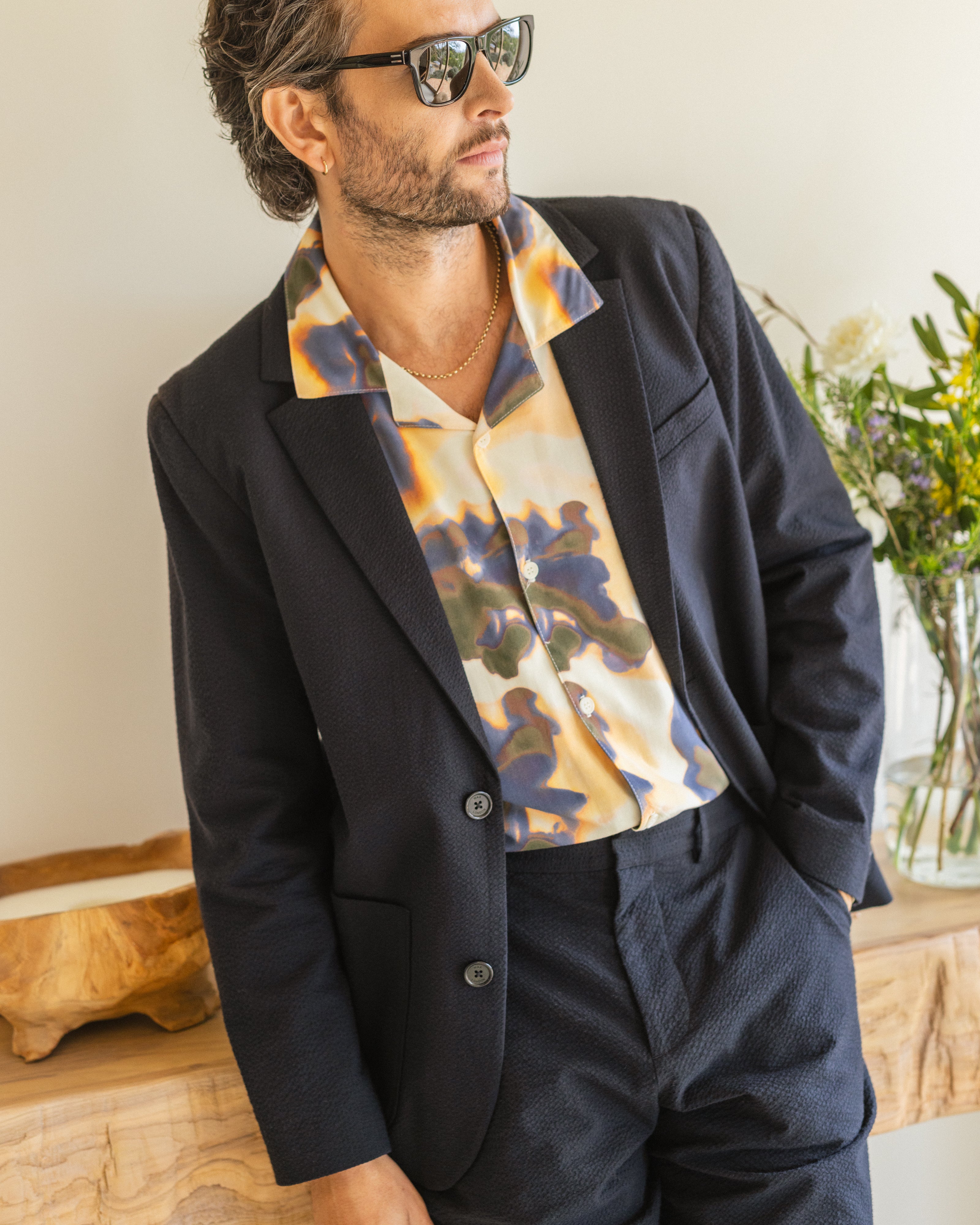 Fintry - Black Seersucker Blazer