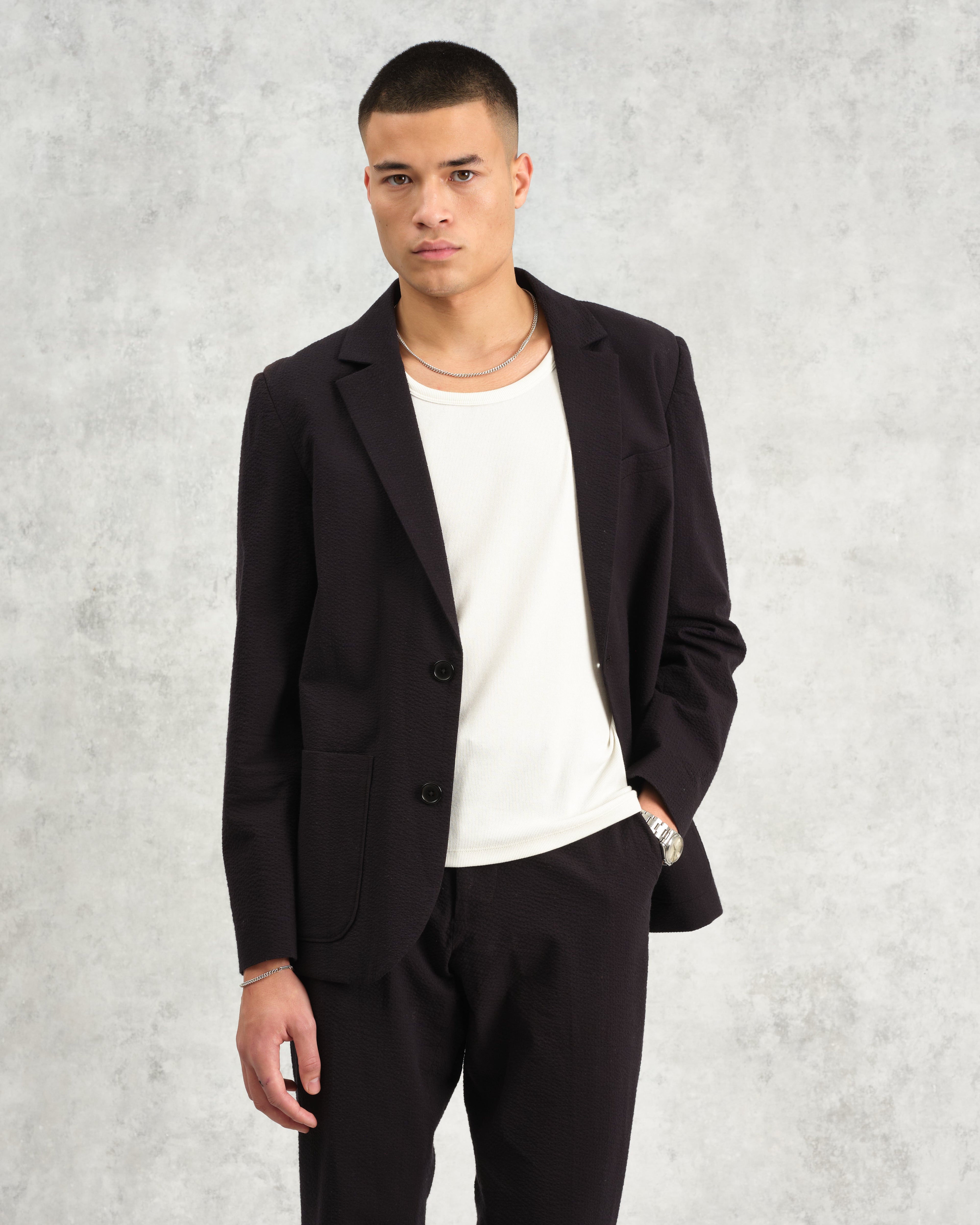 Fintry - Black Seersucker Blazer