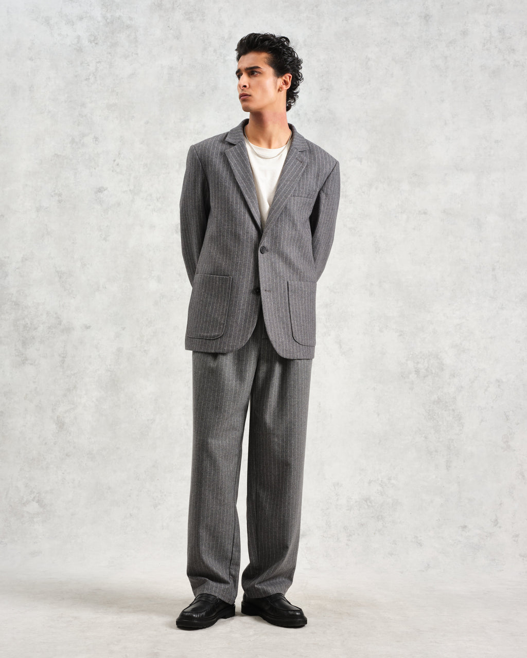 Fintry - Charcoal Grey Pinstripe Wool Blazer