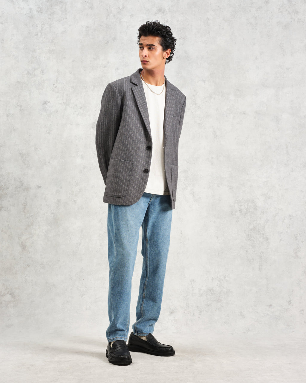 Fintry - Charcoal Grey Pinstripe Wool Blazer
