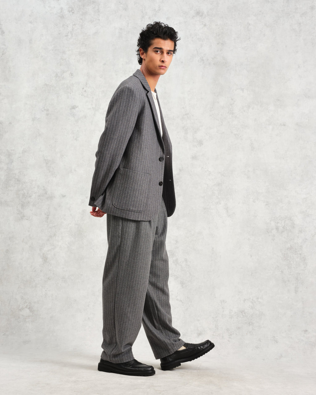 Fintry - Charcoal Grey Pinstripe Wool Blazer