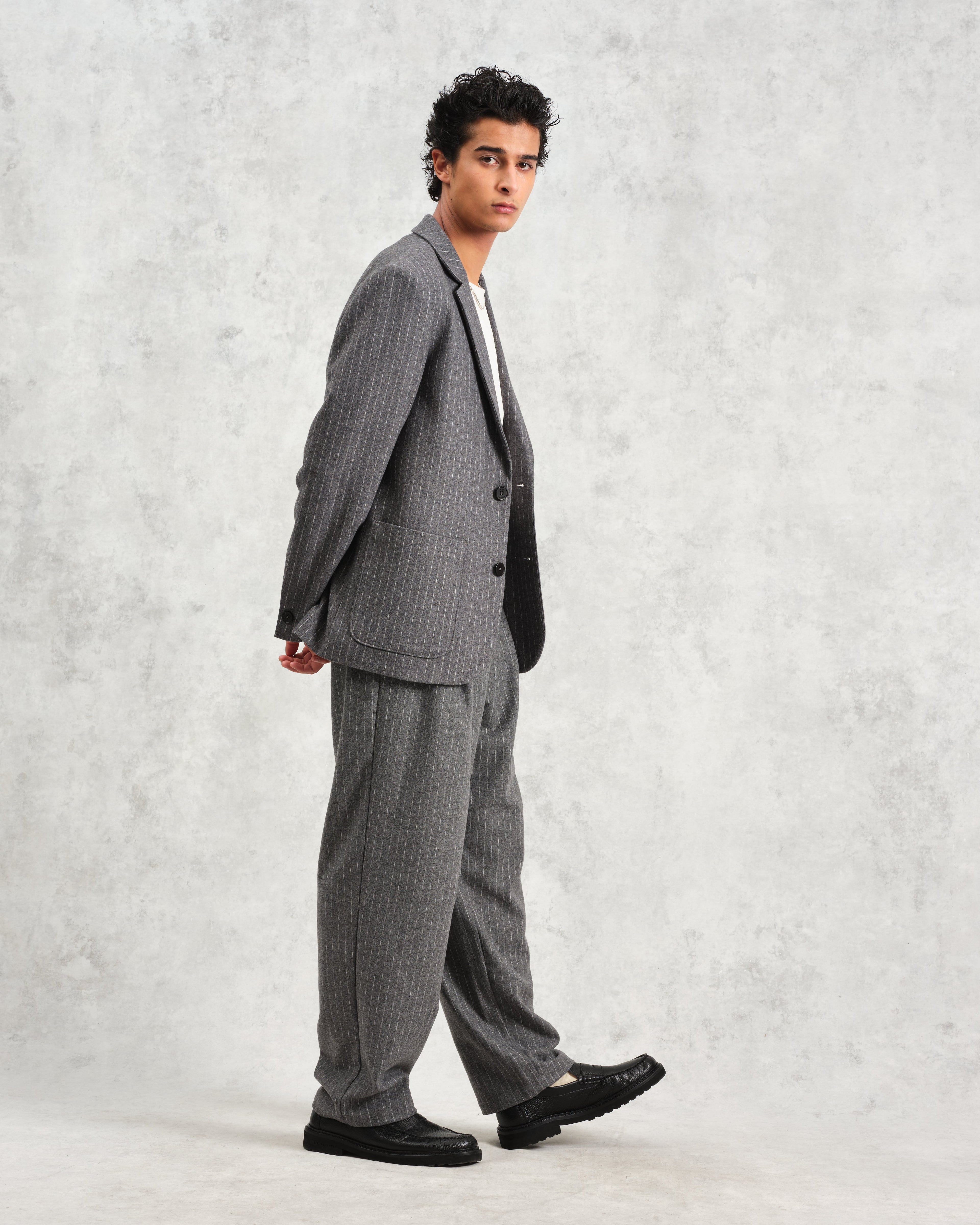Fintry - Charcoal Grey Pinstripe Wool Blazer