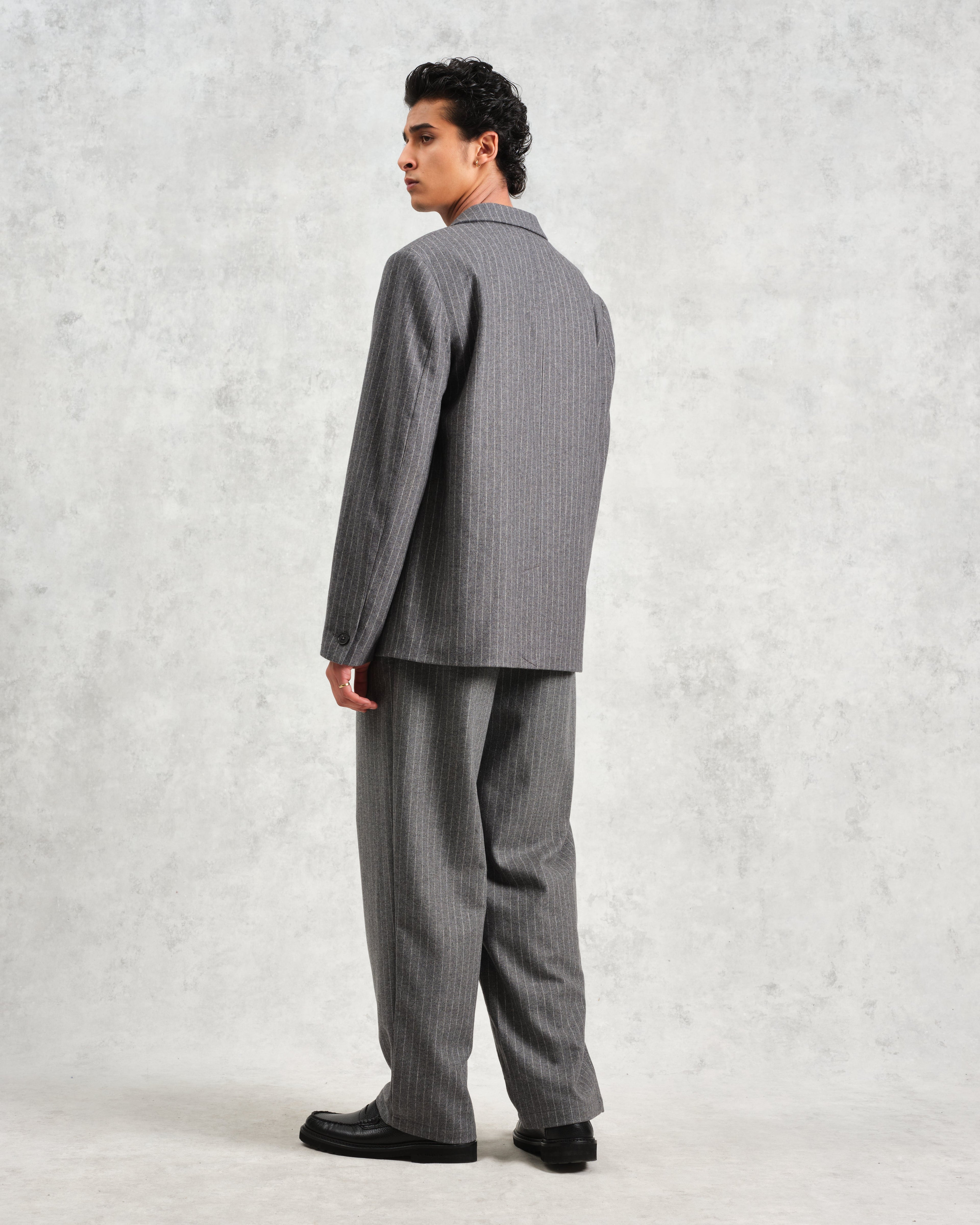 Fintry - Charcoal Grey Pinstripe Wool Blazer